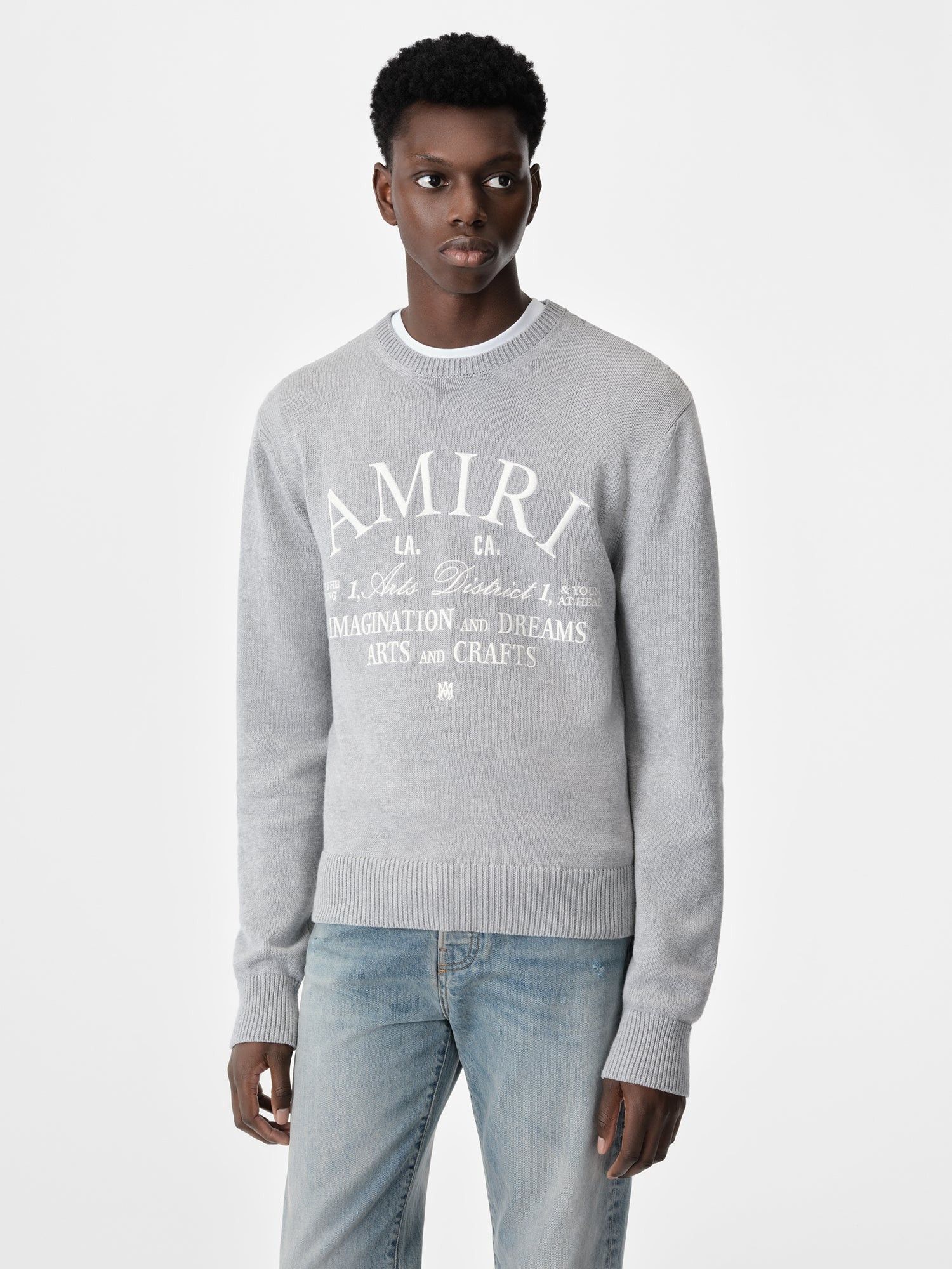 Amiri o1orln0326 Arts District Crewneck Sweater in Grey Size US L / EU 52-54 / 3 - 4 Thumbnail