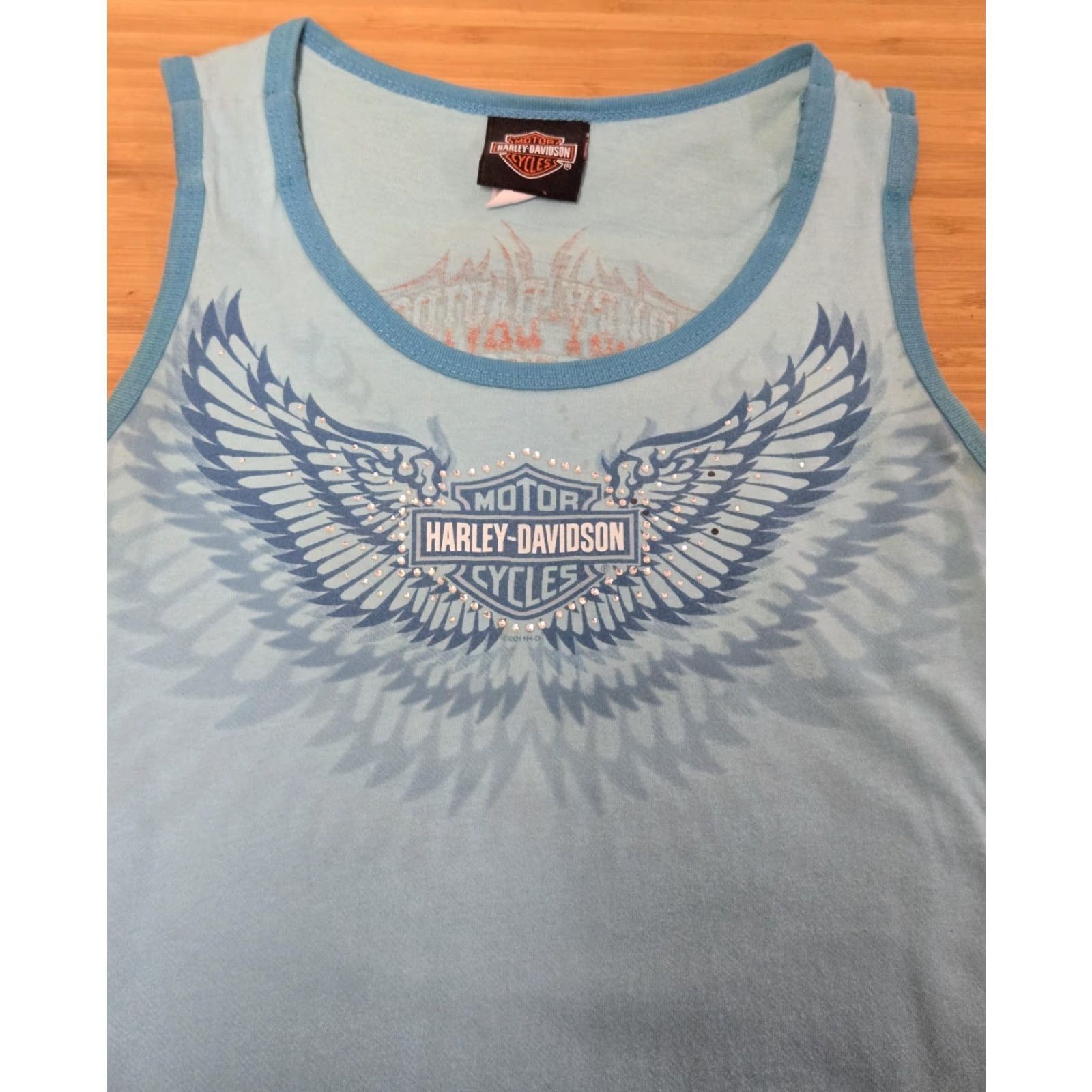 Harley Davidson Harley-Davidson Tank Top Womens Large Blue Tucson Arizona Biker Wings Graphic Size L / US 10 / IT 46 - 2 Thumbnail