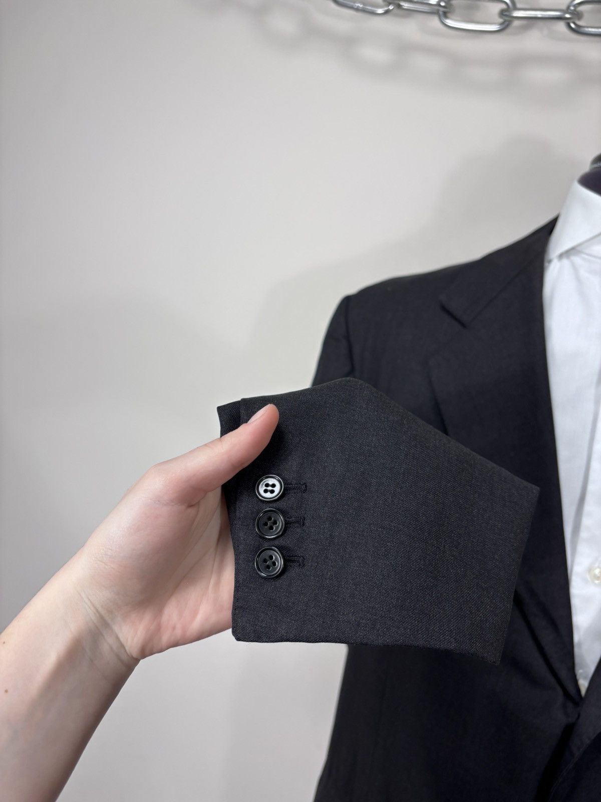 Holland & Sherry Holland & Sherry Savile Row Men’s Grey Wool Blazer Jacket Size 48R - 9 Thumbnail