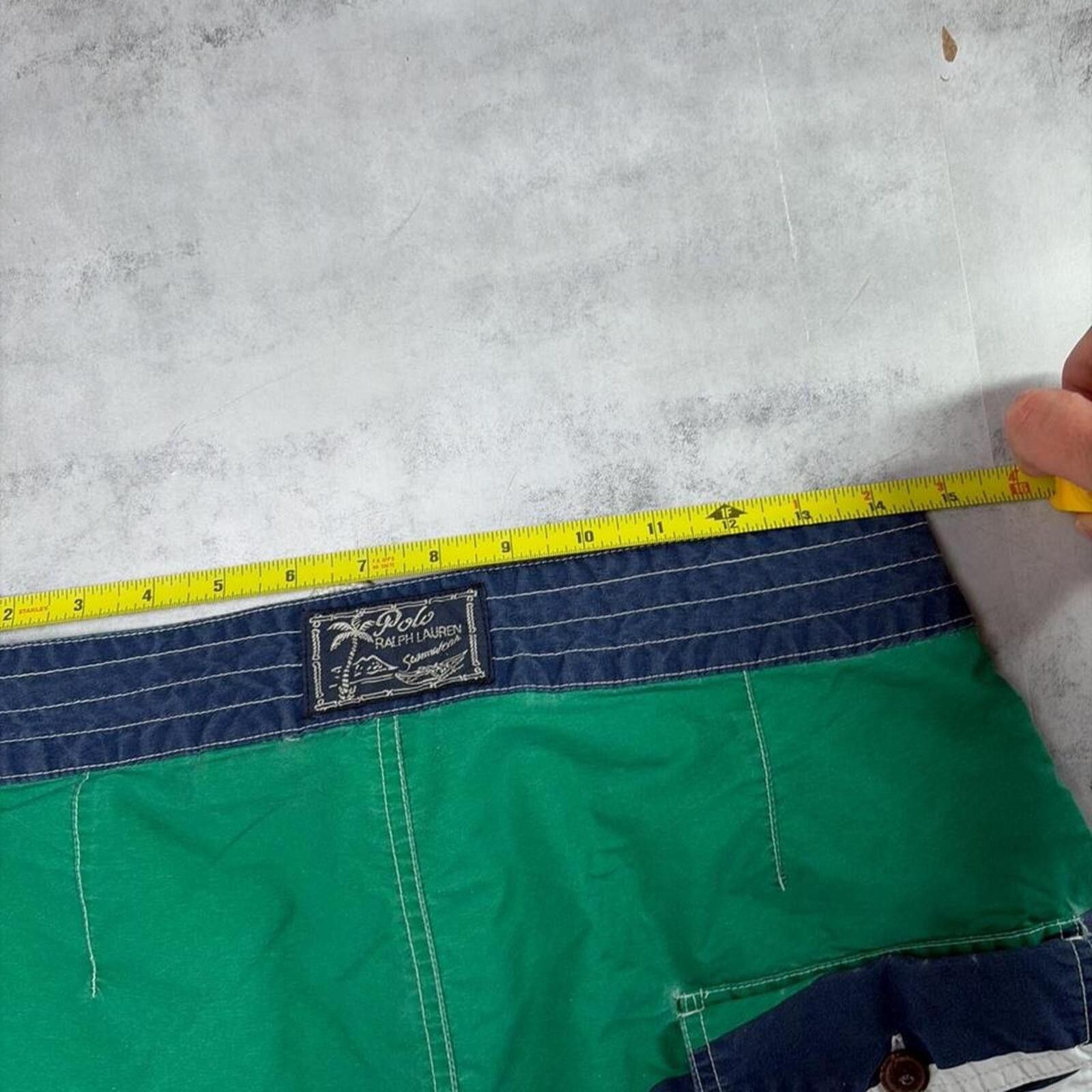 Polo Ralph Lauren Y2K Green Polo Ralph Lauren Striped Sailor Surf Board Shorts Size US 30 / EU 46 - 6 Thumbnail