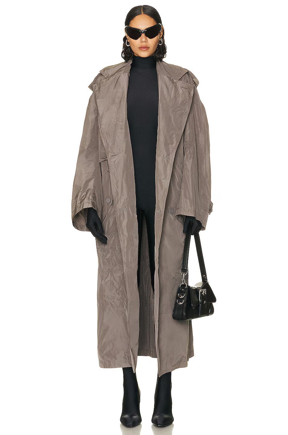 Balenciaga o1bcso1str1124 Packable Trench Coat in Dark Grey Size XS / US 0-2 / IT 36-38 - 5 Thumbnail