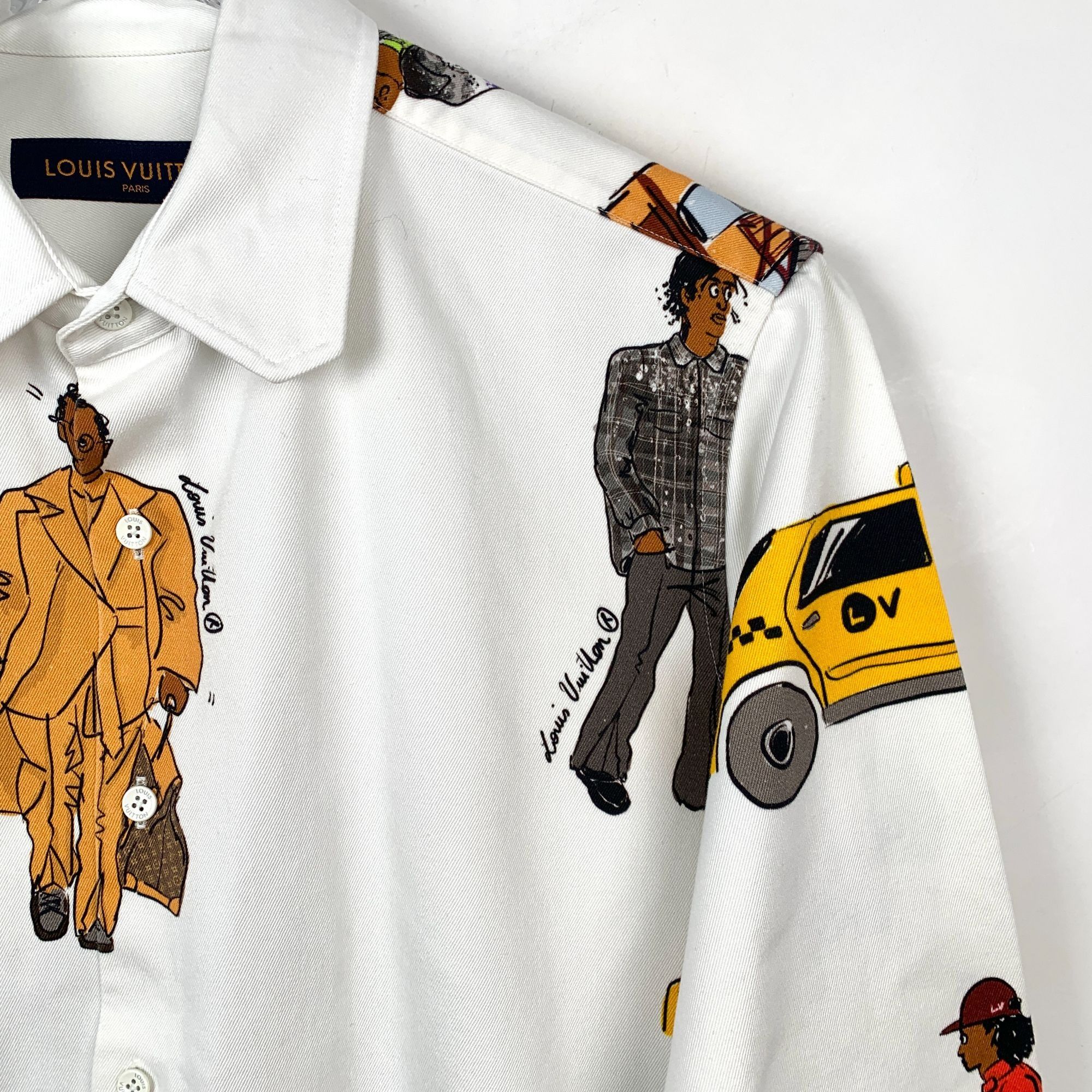 Louis Vuitton Louis Vuitton White Graphic Print Button-Up Shirt Size US S / EU 44-46 / 1 - 3 Thumbnail