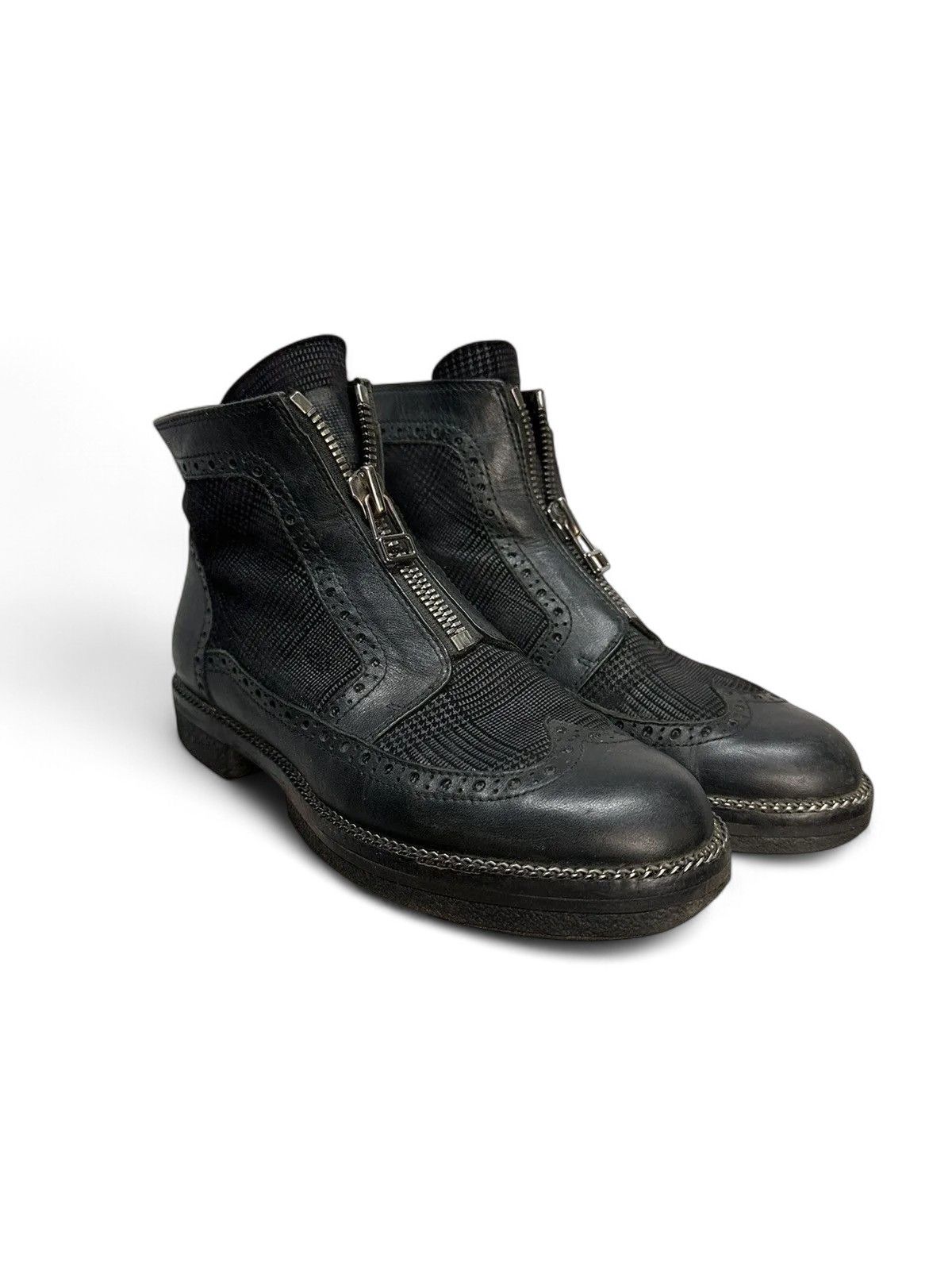 A.S.98 Vintage Orsace Black Leather Brogue Zip Gothic Avantgarde Size US 8 / IT 38 - 1 Thumbnail