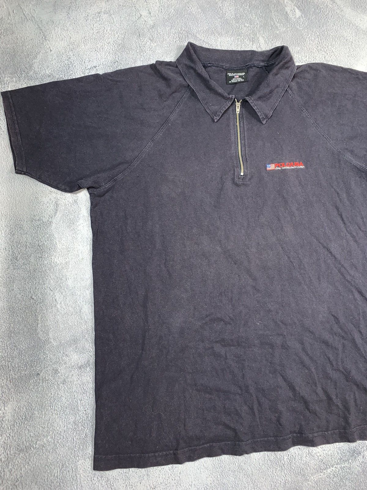 Polo Ralph Lauren × Vintage Vintage 90s Polo USA faded zip 1/4 polo tee streetwear sizeL Size US L / EU 52-54 / 3 - 2 Thumbnail