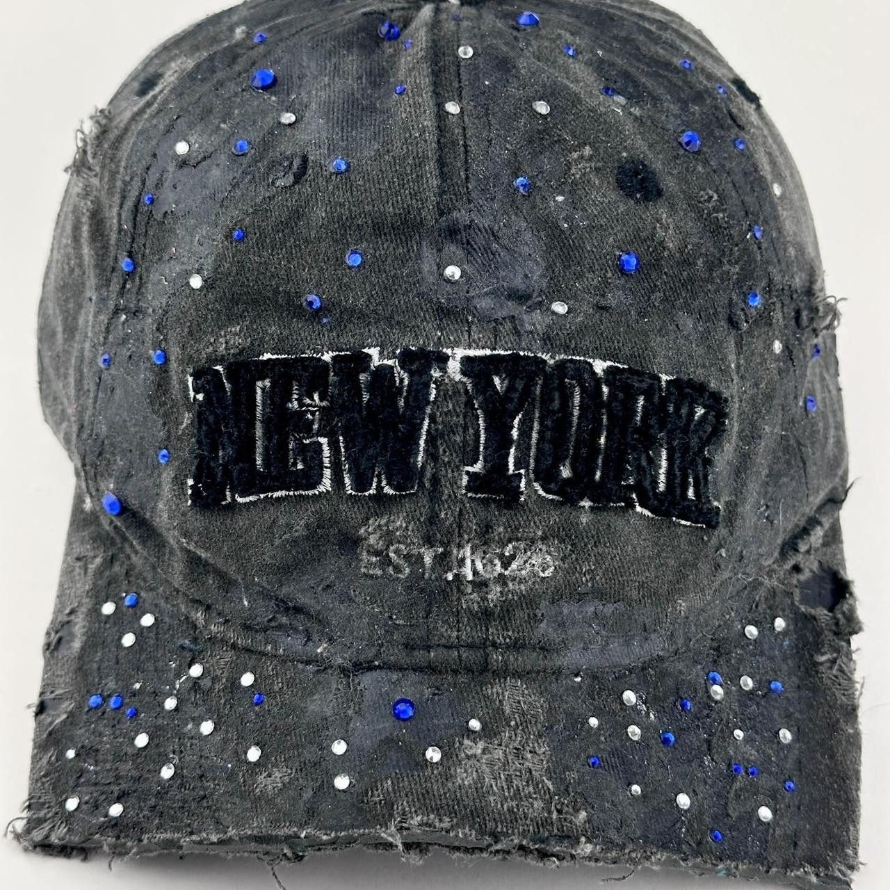 Other ASTROBOI* 'New York' Black & Blue Distressed Rhinestone Hat Size ONE SIZE - 3 Thumbnail