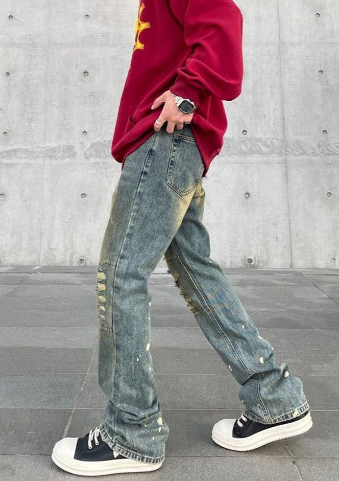Jean × Vintage Y2K Straight-leg Pants Splash-ink for men Size US 26 / EU 42 - 5 Thumbnail