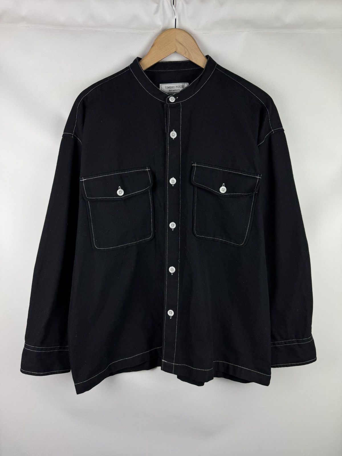 Other Timbre Poste Long Sleeve Japanese Collarless Button Up Shirt Size US L / EU 52-54 / 3 - 1 Thumbnail