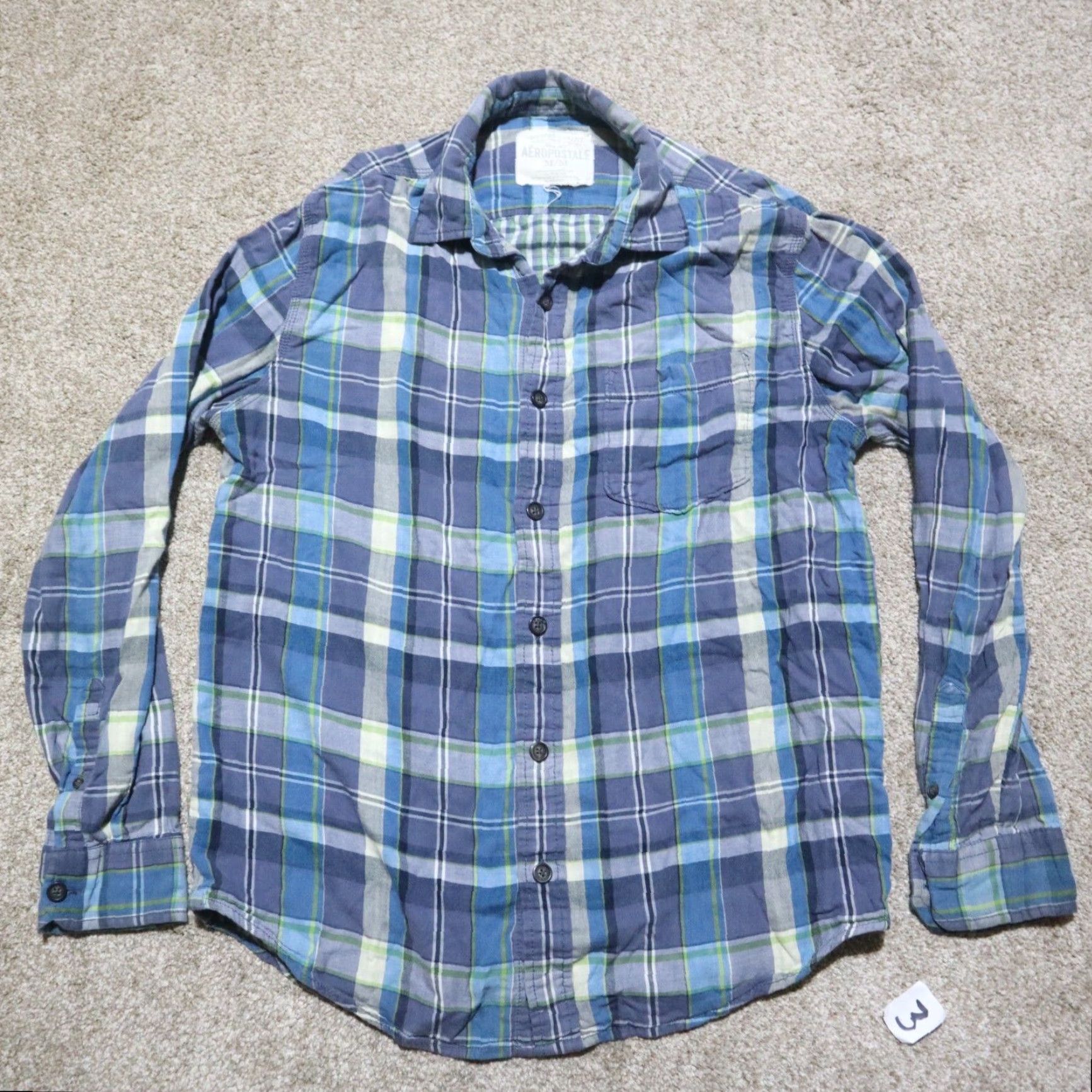 Aeropostale Aeropostale Shirt Plaid Long Sleeve Button-Down, Blue, Size M, Women, Fall Pattern Cotton Size M / US 6-8 / IT 42-44 - 2 Thumbnail