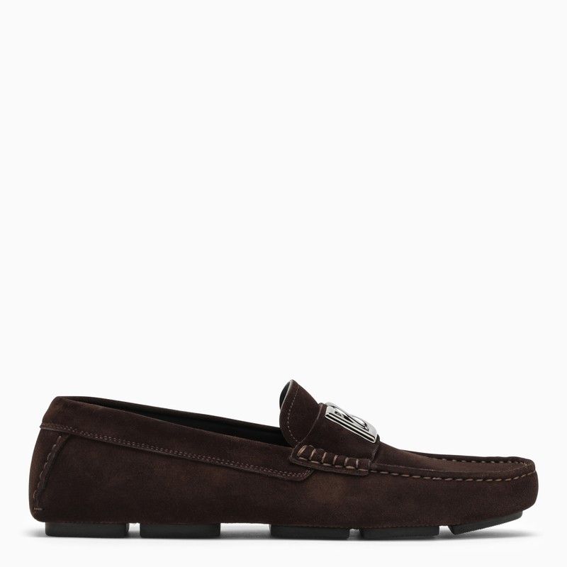 image of Dolce Gabbana Dolce&gabbana Brown Suede Loafer With Logo, Men's (Size 9)