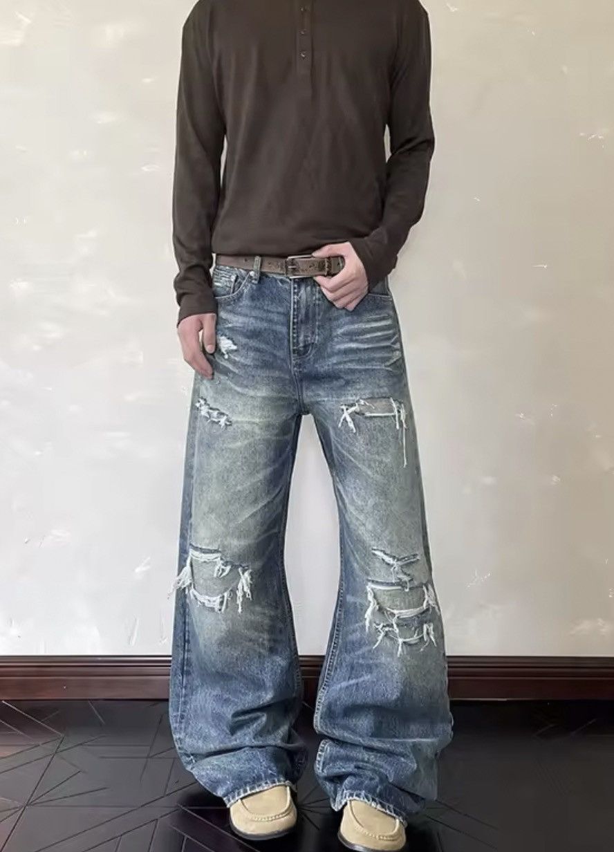 Jean Kamachi x Koike Blue Flare Jeans, Wide Leg Jeans Size US 27 - 5 Thumbnail