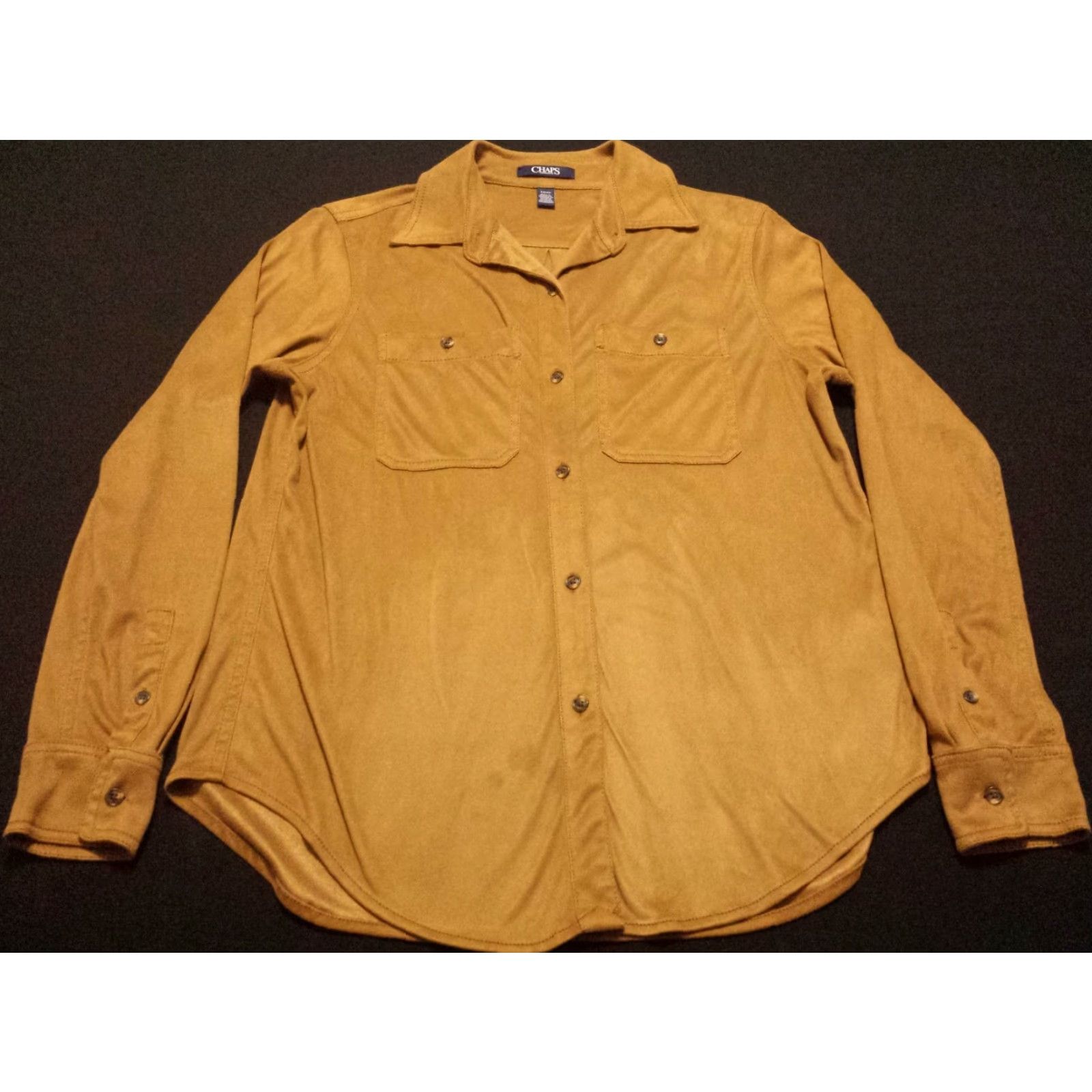 Chaps Chaps Shirt Long Sleeve Button-Front Solid Beige Velvet Polyester Adult Small Womens Button-Down Shirt Beige Velvet Polyester 90s Event? Size S / US 4 / IT 40 - 3 Thumbnail