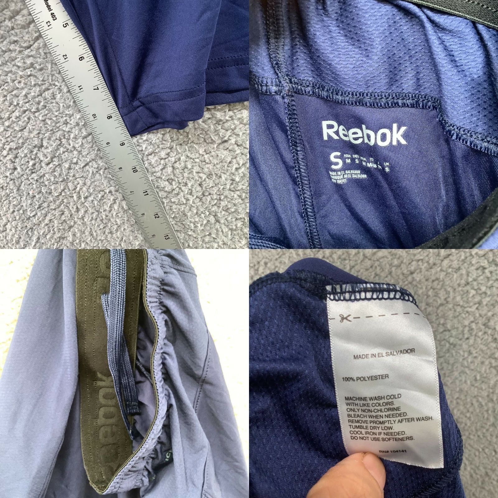 Reebok Reebok Basketball Shorts Mens S Active Blue 9" Inseam Gym Workout Pockets Polyester 100% Regular Fashion Athletic Running Training Size US 29 - 8 Thumbnail