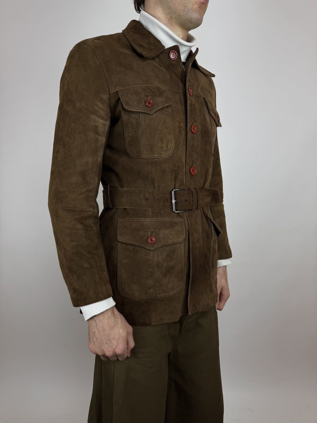 Other Vintage Suede Jacket Toscana Pockets Belted Peacoat Japanese Size US M / EU 48-50 / 2 - 3 Thumbnail