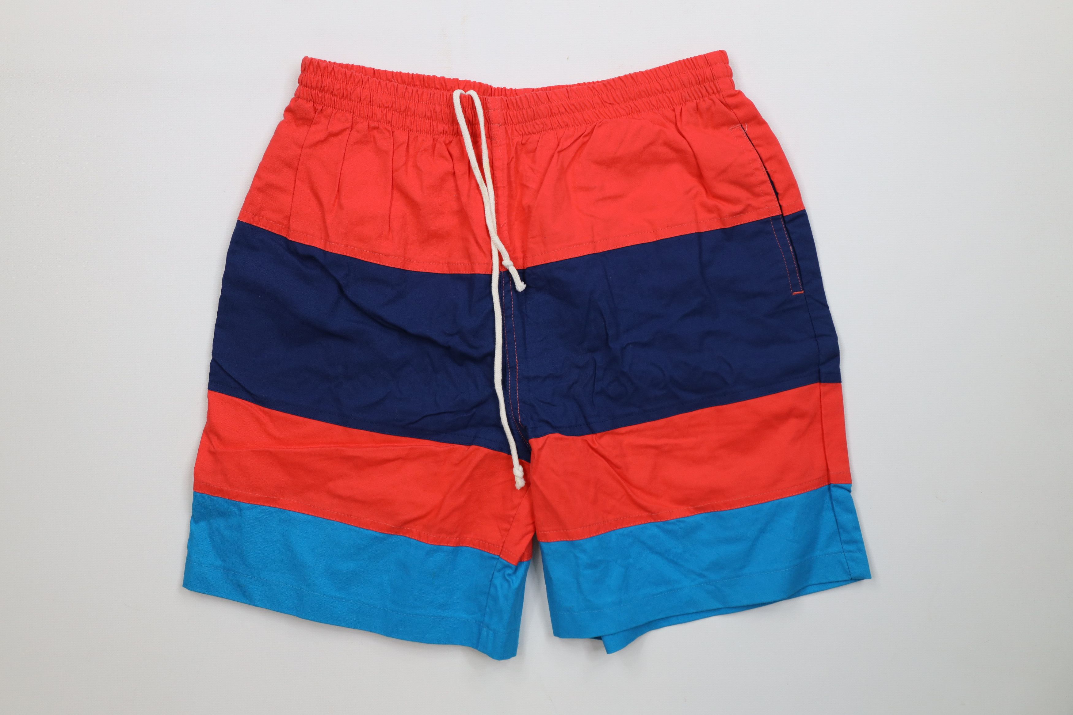 Vintage Vintage 90s Streetwear Block Lined Shorts Trunks Cotton Size US 32 / EU 48 - 1 Thumbnail