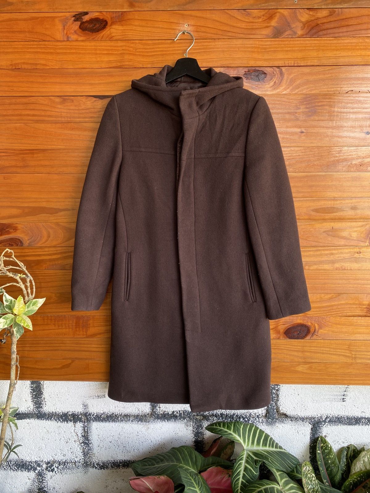 Japanese Brand Vintage INÉD Brown Hooded Wool Coat| Women’s Size 2 Size M / US 6-8 / IT 42-44 - 3 Thumbnail