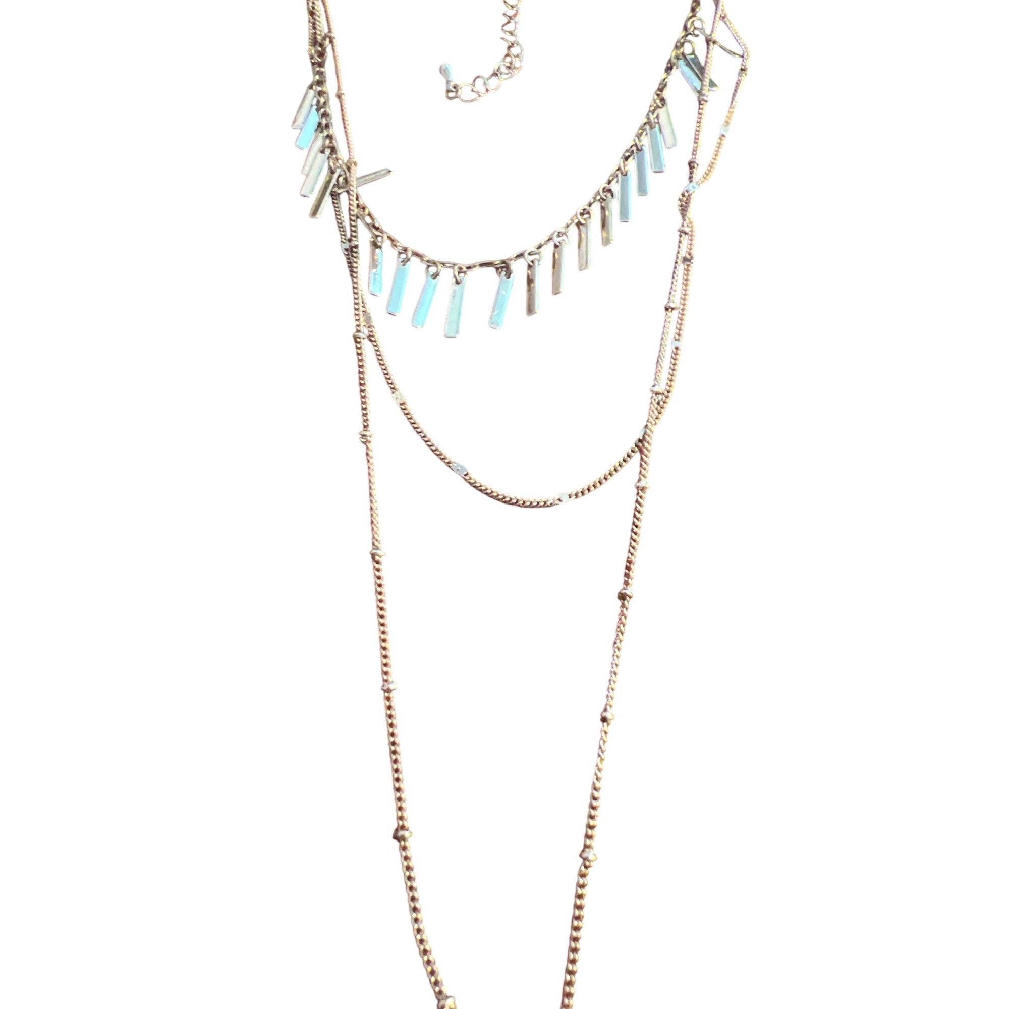 Other Gold Tone Layered Tassel Chain Y Necklace Multi Strand Fring Size ONE SIZE - 3 Thumbnail