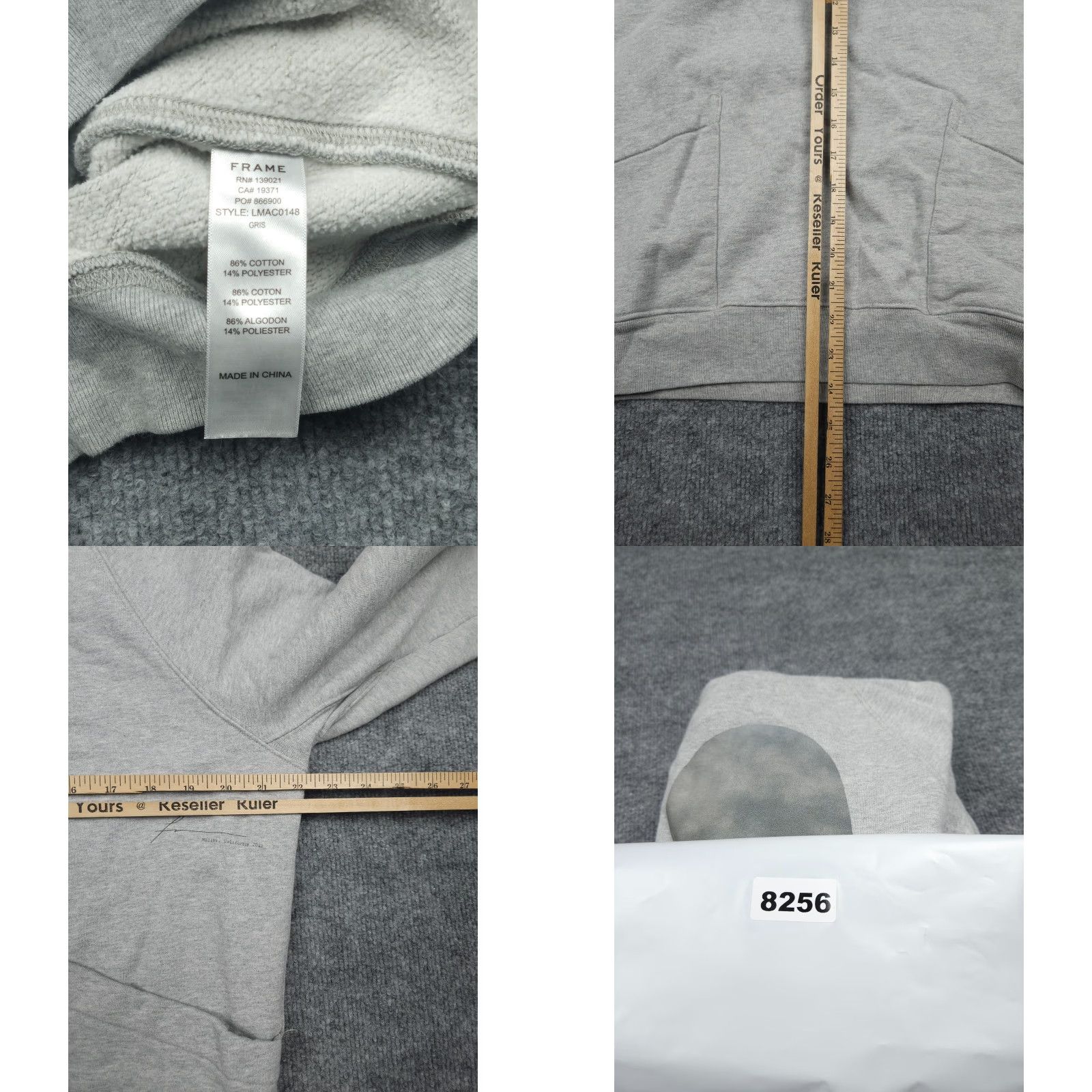 Frame FRAME Hoodie Mens Medium Gray Abstract Graphic Back Hit Cotton Blend GRIS Size M / US 6-8 / IT 42-44 - 8 Thumbnail