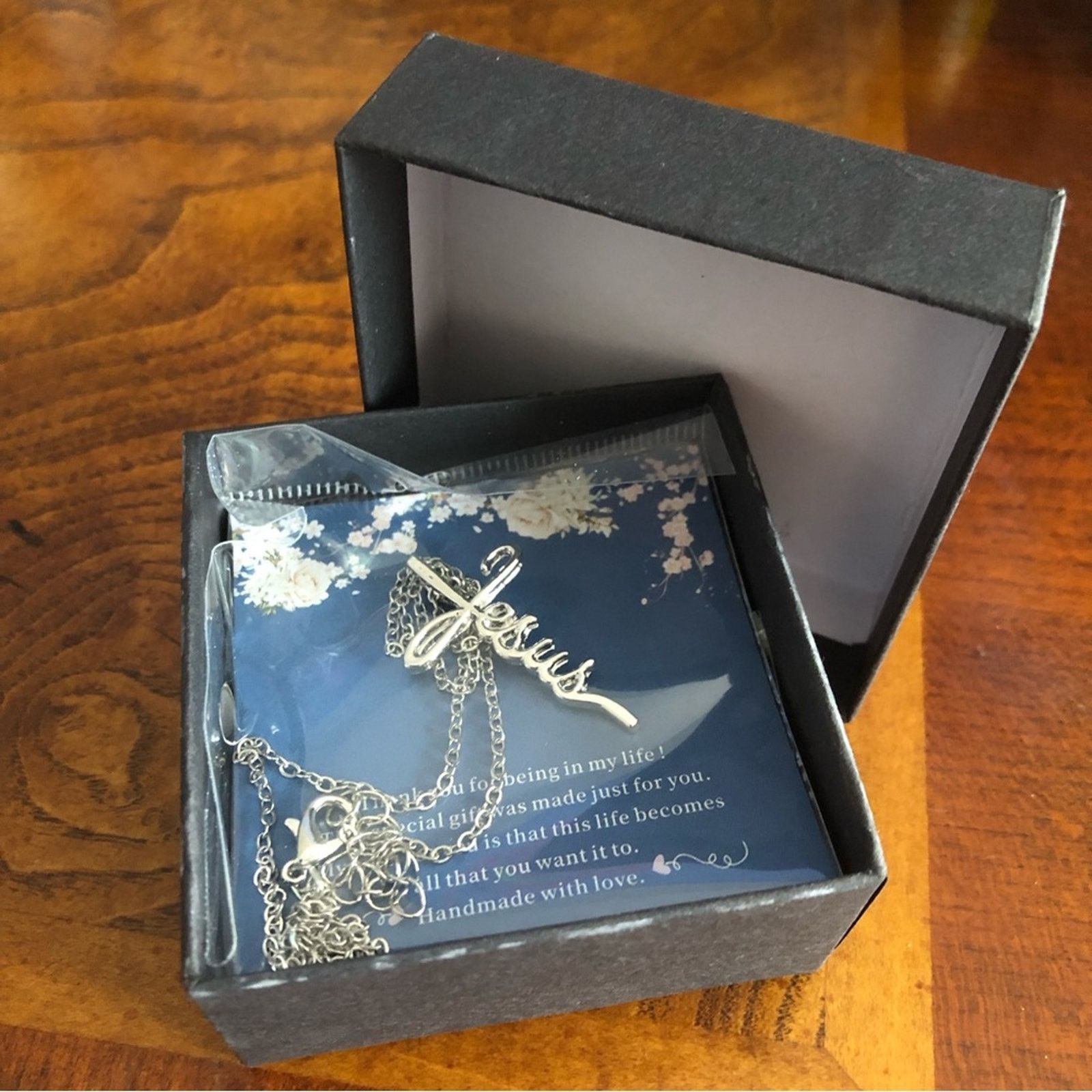 Jewelry Religious Jesus silver necklace gift box blessing card Size ONE SIZE - 1 Thumbnail