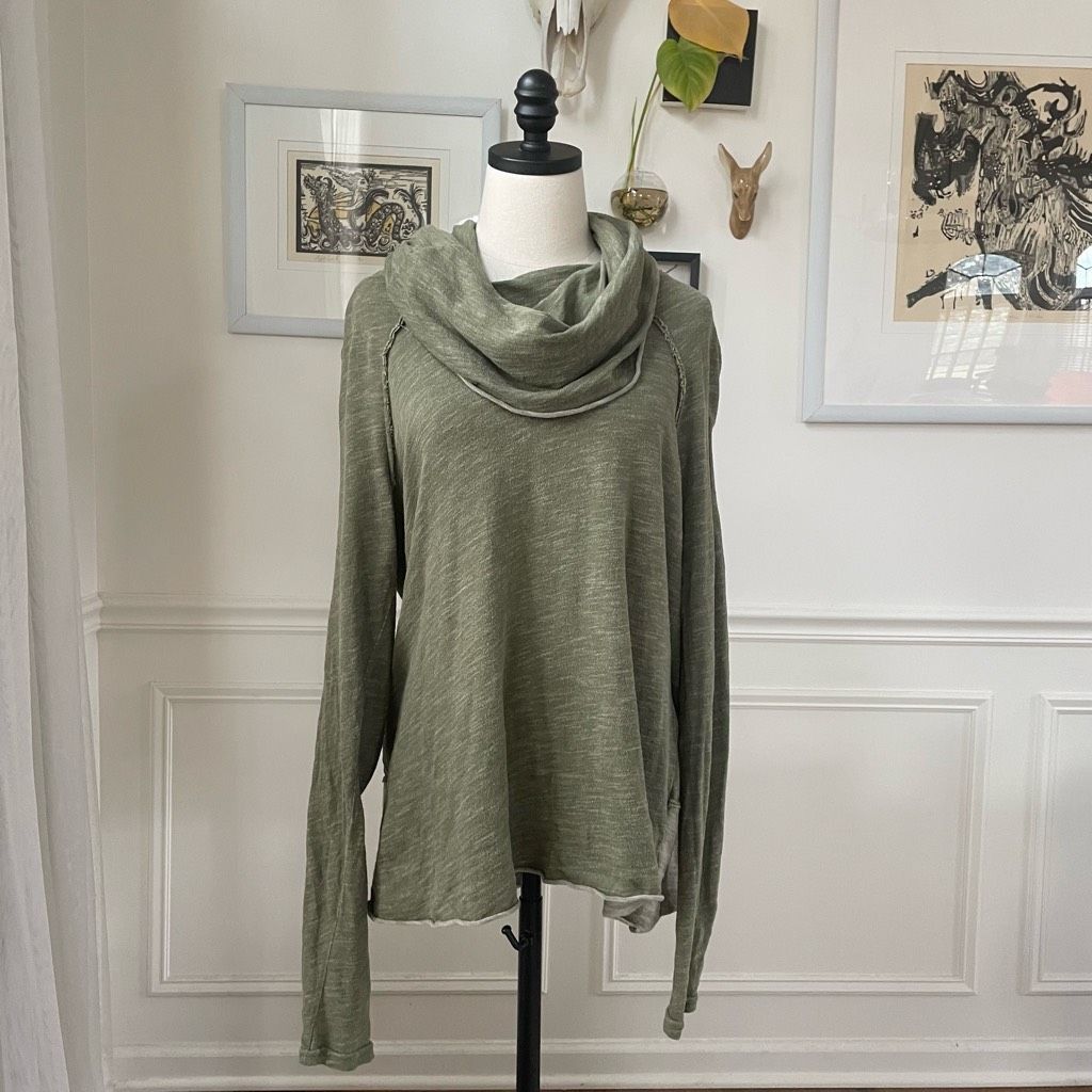 Free People Free People Beach Moss Green Cowl Neck Tunic OSFM Size ONE SIZE - 1 Thumbnail