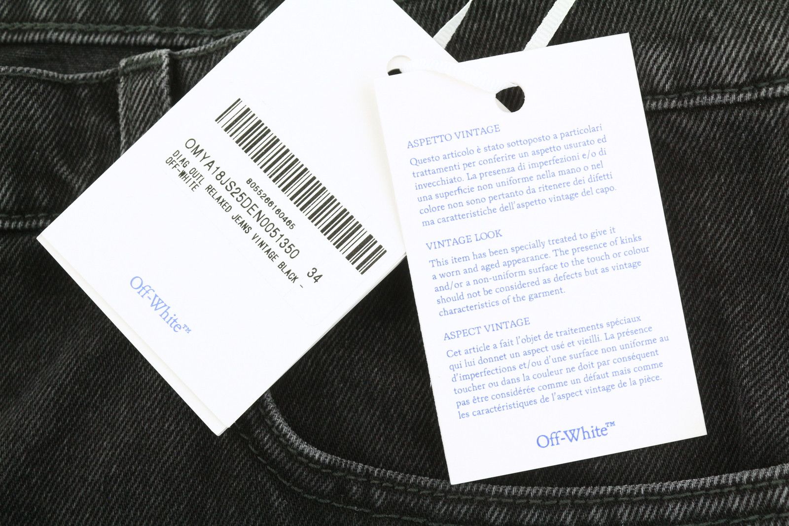 Off-White DIAG OUTL W34 Black Regular Denim Button Jeans 86812 Size US 34 / EU 50 - 9 Thumbnail