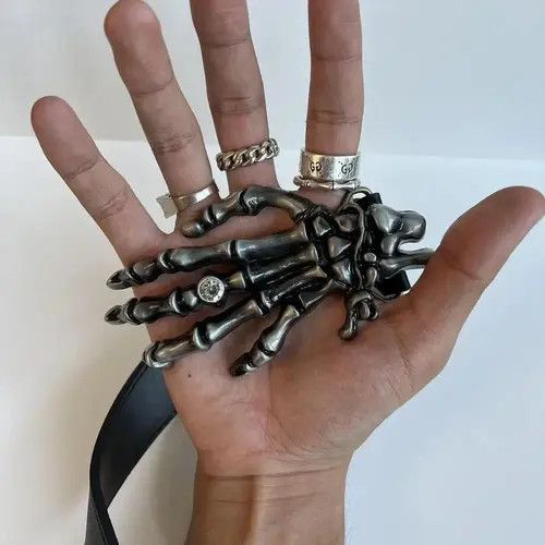 VIBE y2k 2000s vintage style skeleton grunge goth emo black belt Size ONE SIZE - 6 Thumbnail
