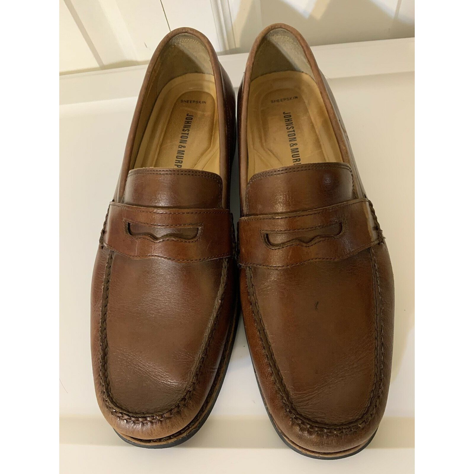 Johnston & Murphy Men’s Sz 9 1/2 M Ainsworth Brown Sheepskin
