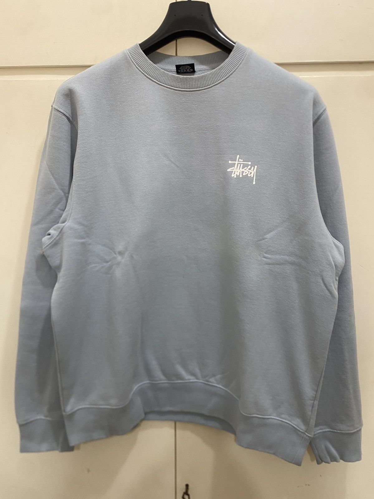 Stussy Stüssy Basic Logo sweatshirt, size XL, light blue, used Size US XL / EU 56 / 4 - 2 Thumbnail