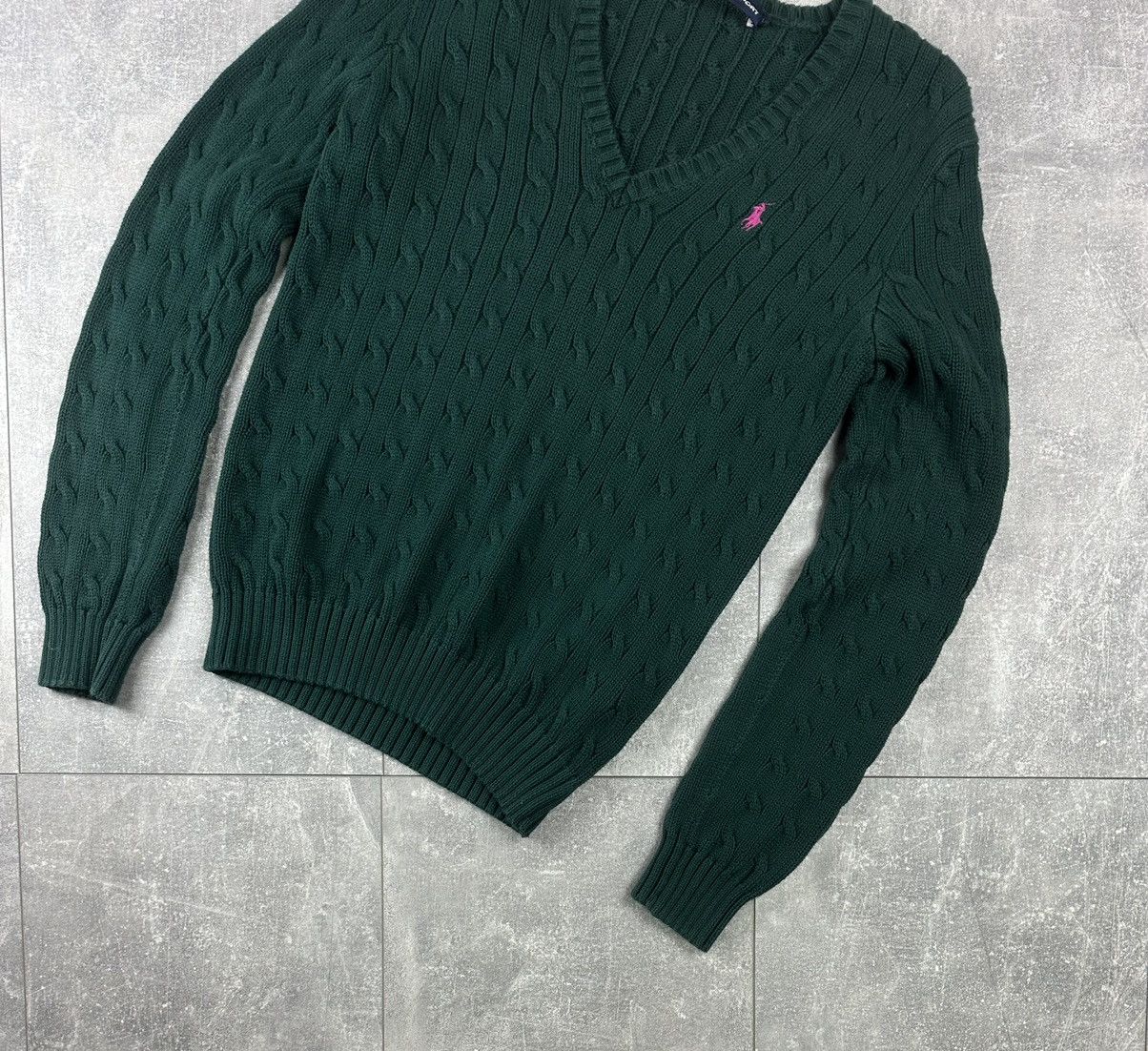 Polo Ralph Lauren Women’s Polo Ralph Lauren Sport V-Neck Cable-Knit Sweater Size L / US 10 / IT 46 - 2 Thumbnail