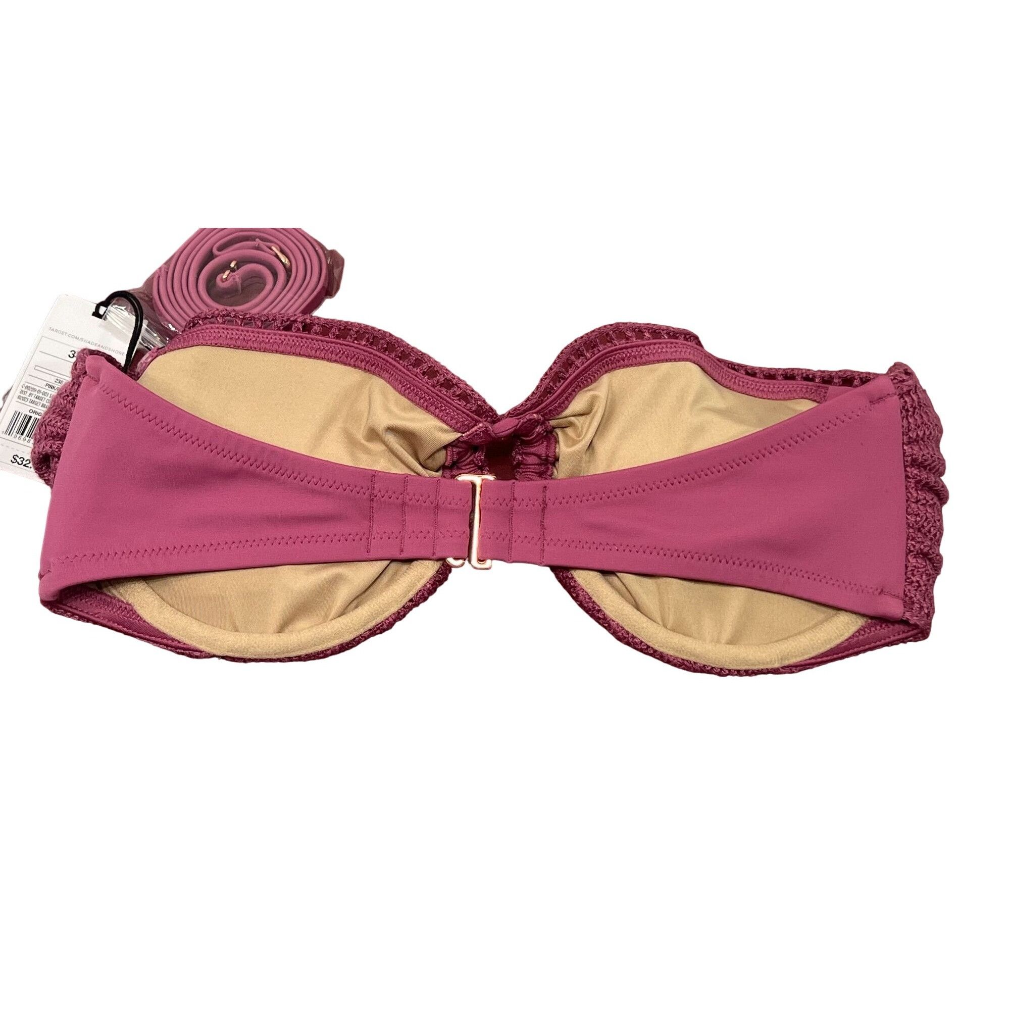Other Shade & Shore - Women's Crochet Bandeau Bikini Top - Pink - Size ONE SIZE - 5 Thumbnail