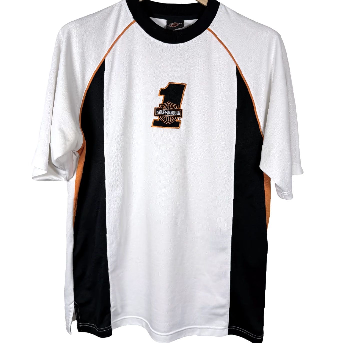 Harley Davidson VTG Harley-Davidson T-Shirt Men White Black Harley-Davidson Motorcycle VTG Jersey Stitched Patches Short Sleeve Crew Neck Large Size US L / EU 52-54 / 3 - 2 Thumbnail