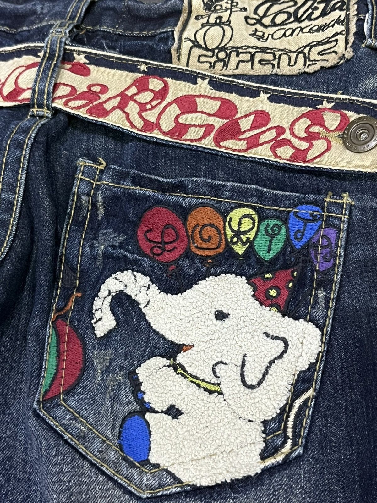 Vintage Lolita Circus Bold Embroidery Exotic Denim Cropped 3 Quarter Size 26" / US 2 / IT 38 - 6 Thumbnail
