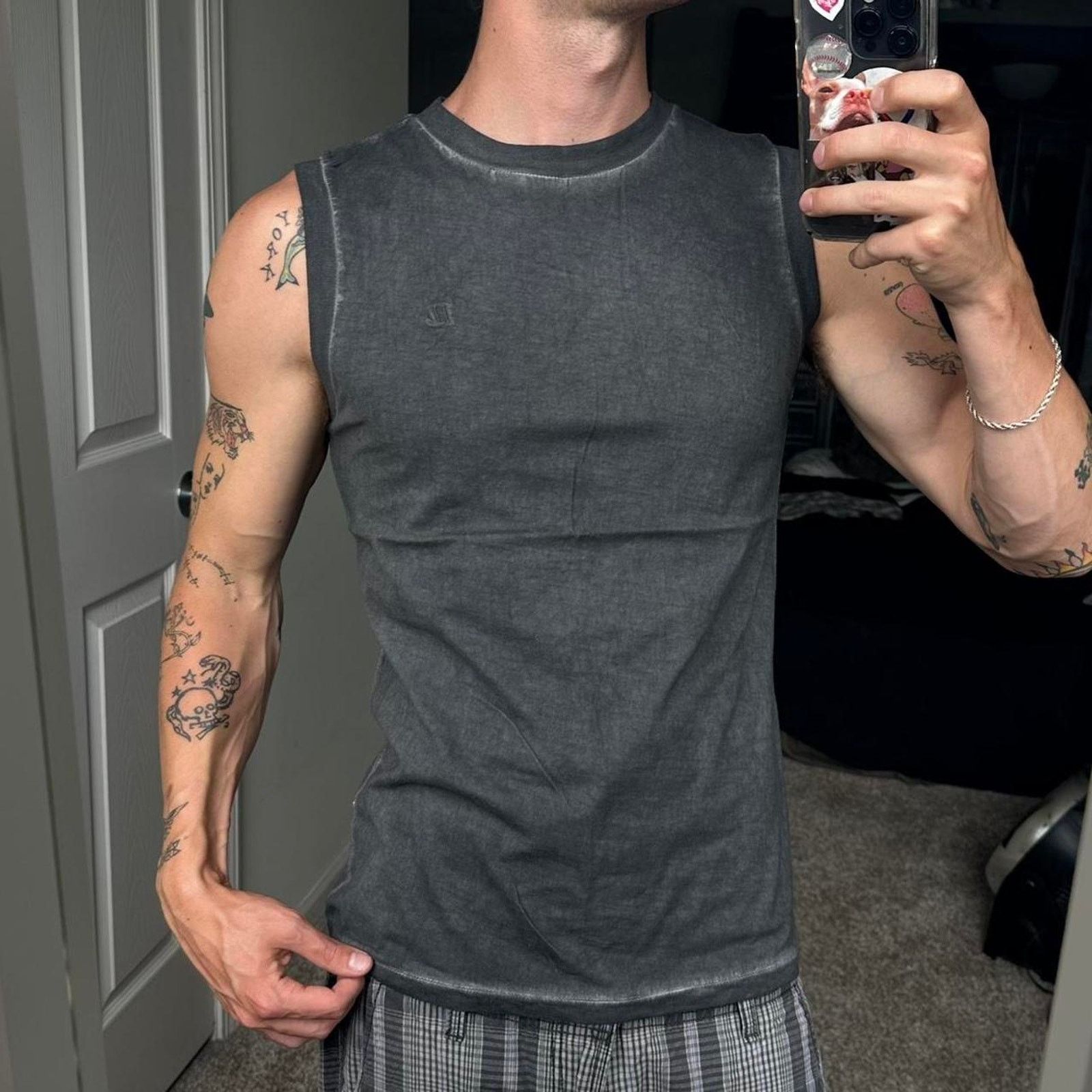 Helmut Lang Grey Overdyed Helmut Lank Sleeveless Tank Top Muscle Shirt Size S / US 4 / IT 40 - 1 Thumbnail