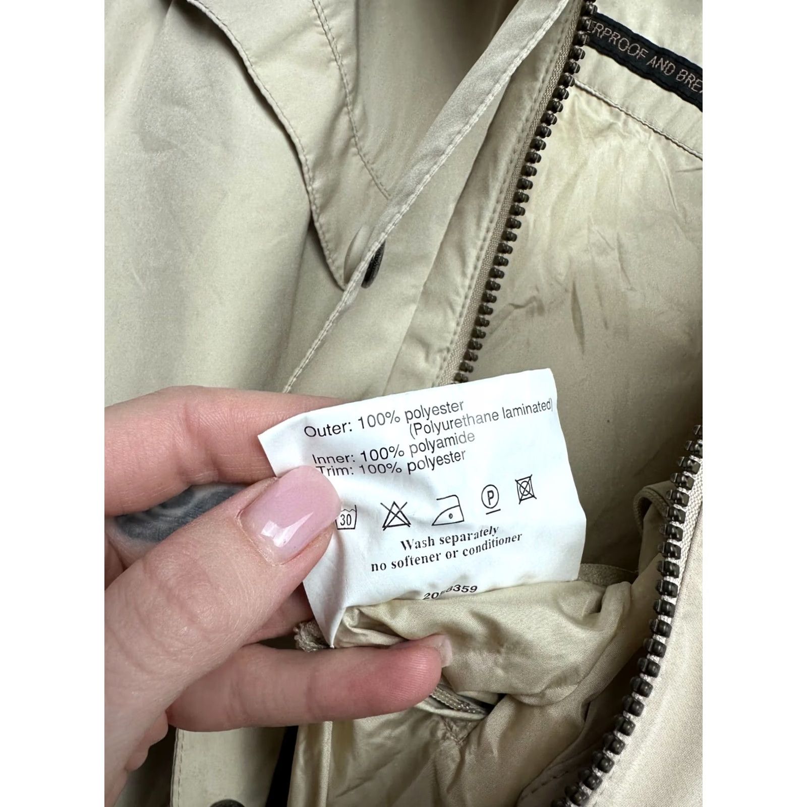 Barbour VINTAGE Barbour Amelia Jacket Womens Barbour Amelia UK 16 Beige XL Polyester Solid Long Sleeve Zip 2010s Womens Size XL / US 12-14 / IT 48-50 - 7 Thumbnail