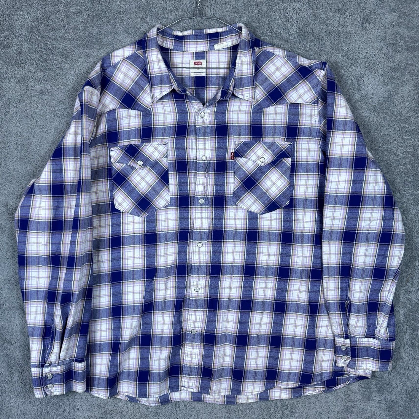 Levi's Levi's Pearl Snap Shirt Mens 3XL Plaid Flannel Colorful Western Rockabilly Rodeo Button-Up 58in Chest Mens Clothing Size US XXL / EU 58 / 5 - 3 Thumbnail