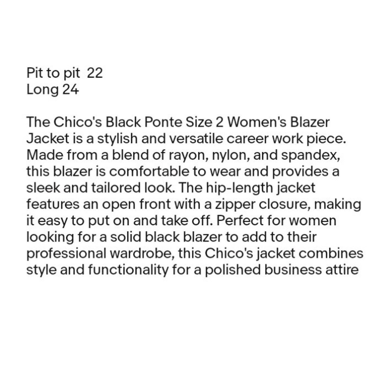 Other Chico's Black Ponte Size 2 Women Career Work Blazer Jacket Size M / US 6-8 / IT 42-44 - 9 Thumbnail