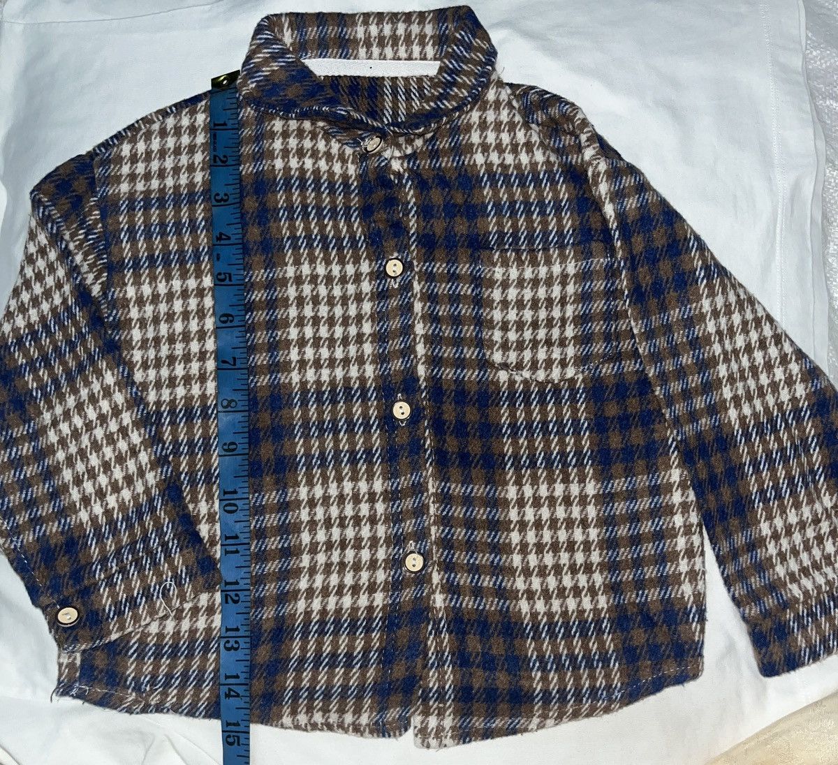 Other Vintage Kids Flannel Shirt Brown Blue Checkered Size US XXS / EU 40 - 3 Thumbnail