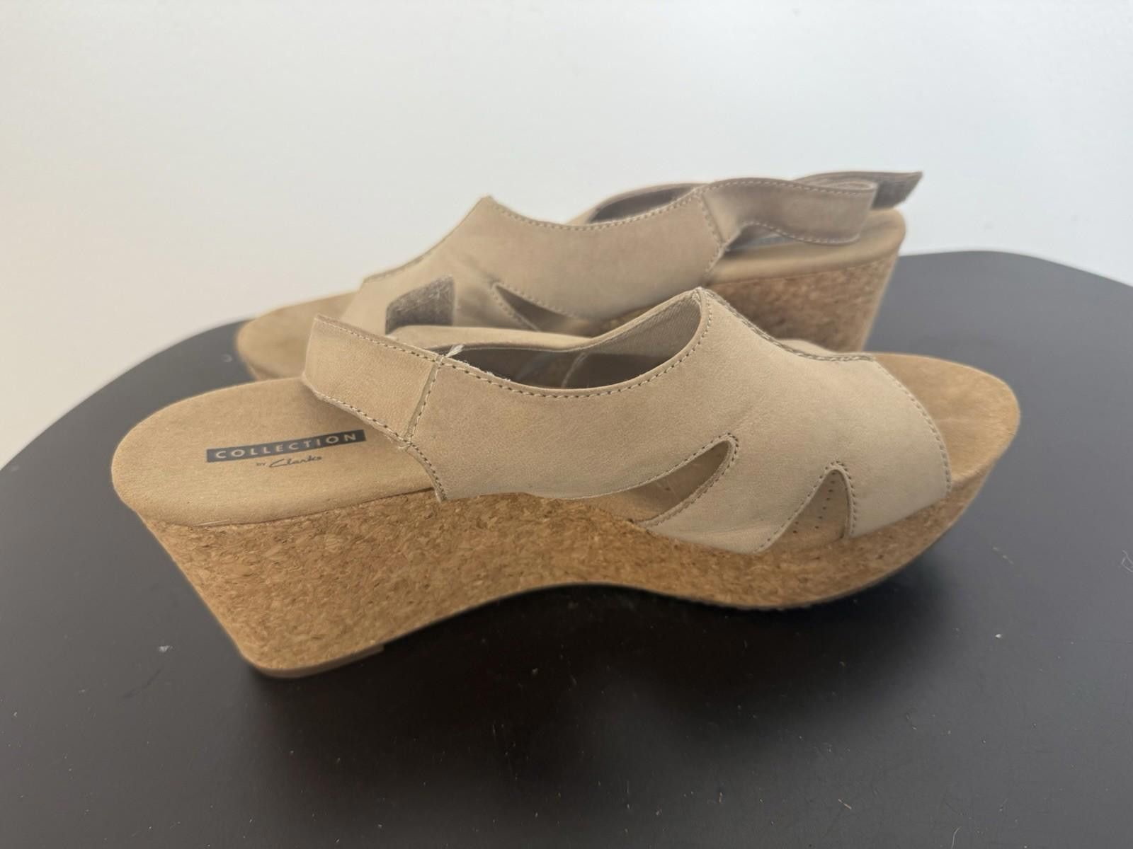 Clarks Clarks Platform Cork Wedge Sandals Cushion Nubuck Light Tan Size US 11 / IT 41 - 4 Thumbnail