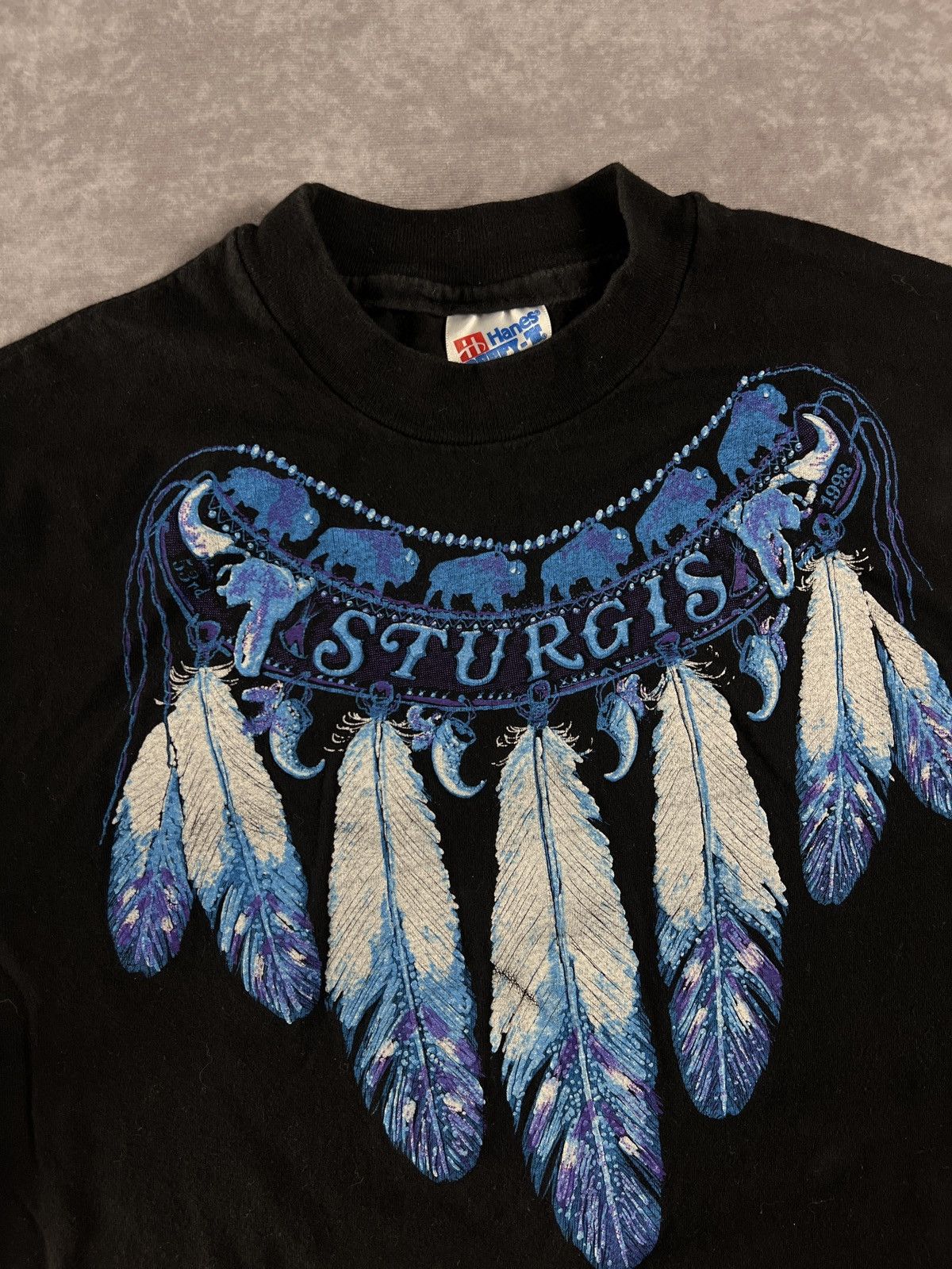 Vintage Sturgis Biker Tee w/ Feather Print – 90s Vintage M size Size US M / EU 48-50 / 2 - 3 Thumbnail