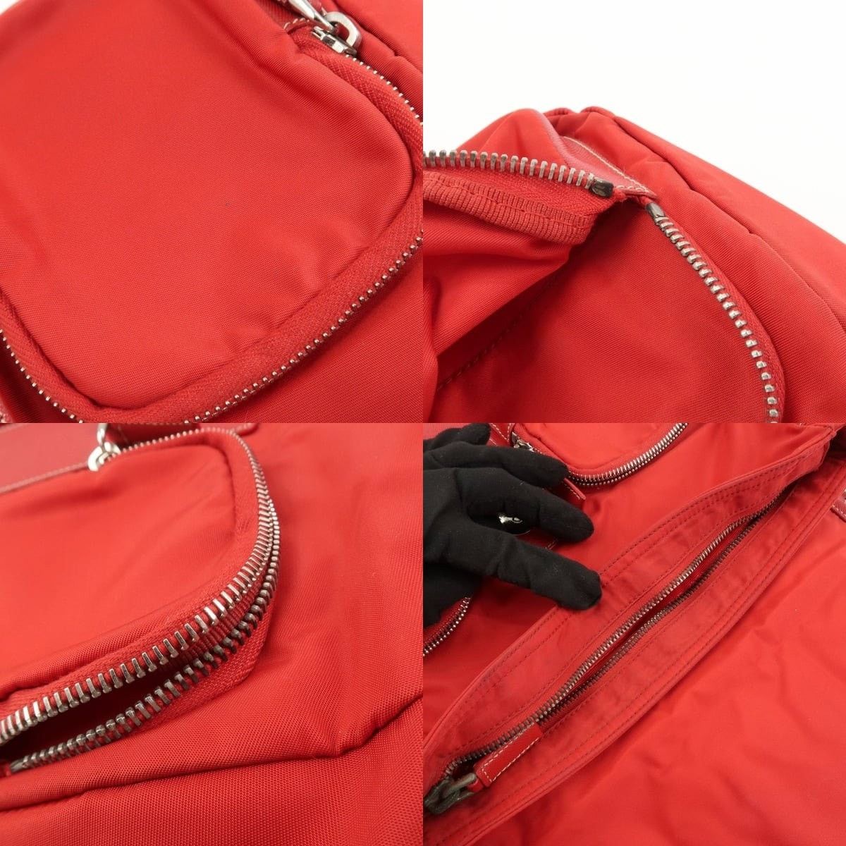 Prada Prada Nylon Saffiano Shoulder Bag Red Size ONE SIZE - 7 Thumbnail