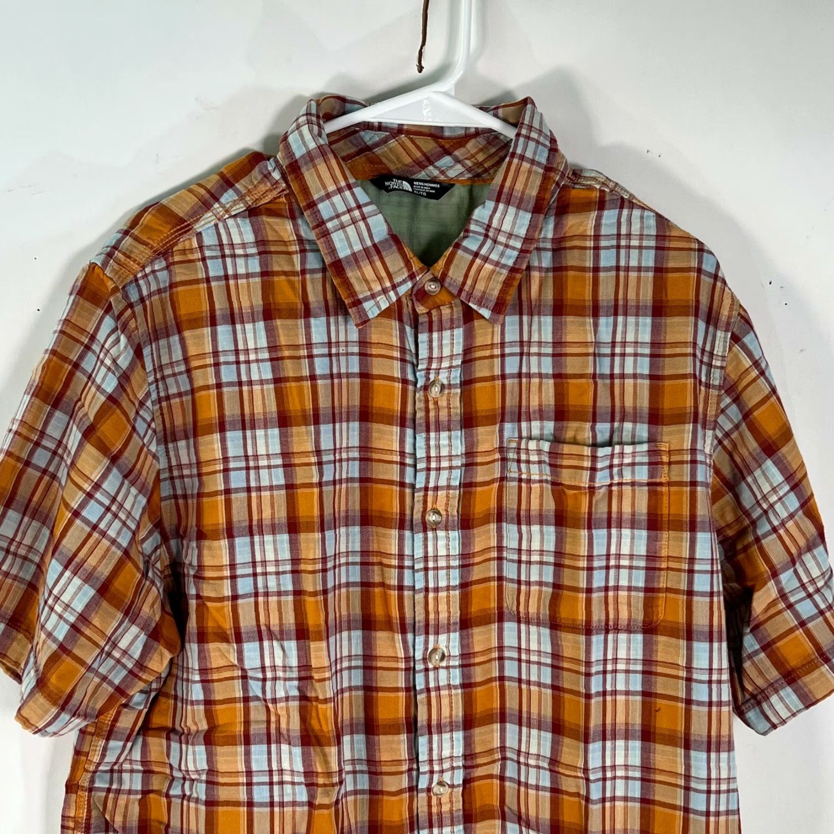 The North Face The North Face Button Up Shirt Plaid Orange XL Adult Men Casual Short Sleeve 100% Cotton/Auburn Orange Plaid Shirt Size US XL / EU 56 / 4 - 3 Thumbnail