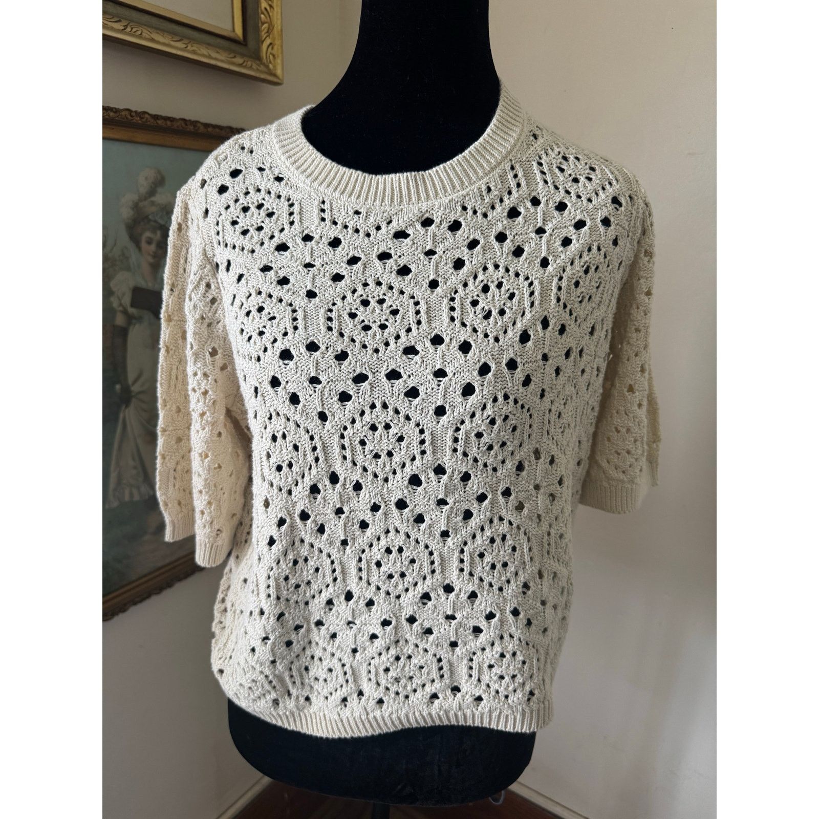 Other Vero Moda Cream Crochet Knit Sweater Size S Coquette Size S / US 4 / IT 40 - 1 Thumbnail