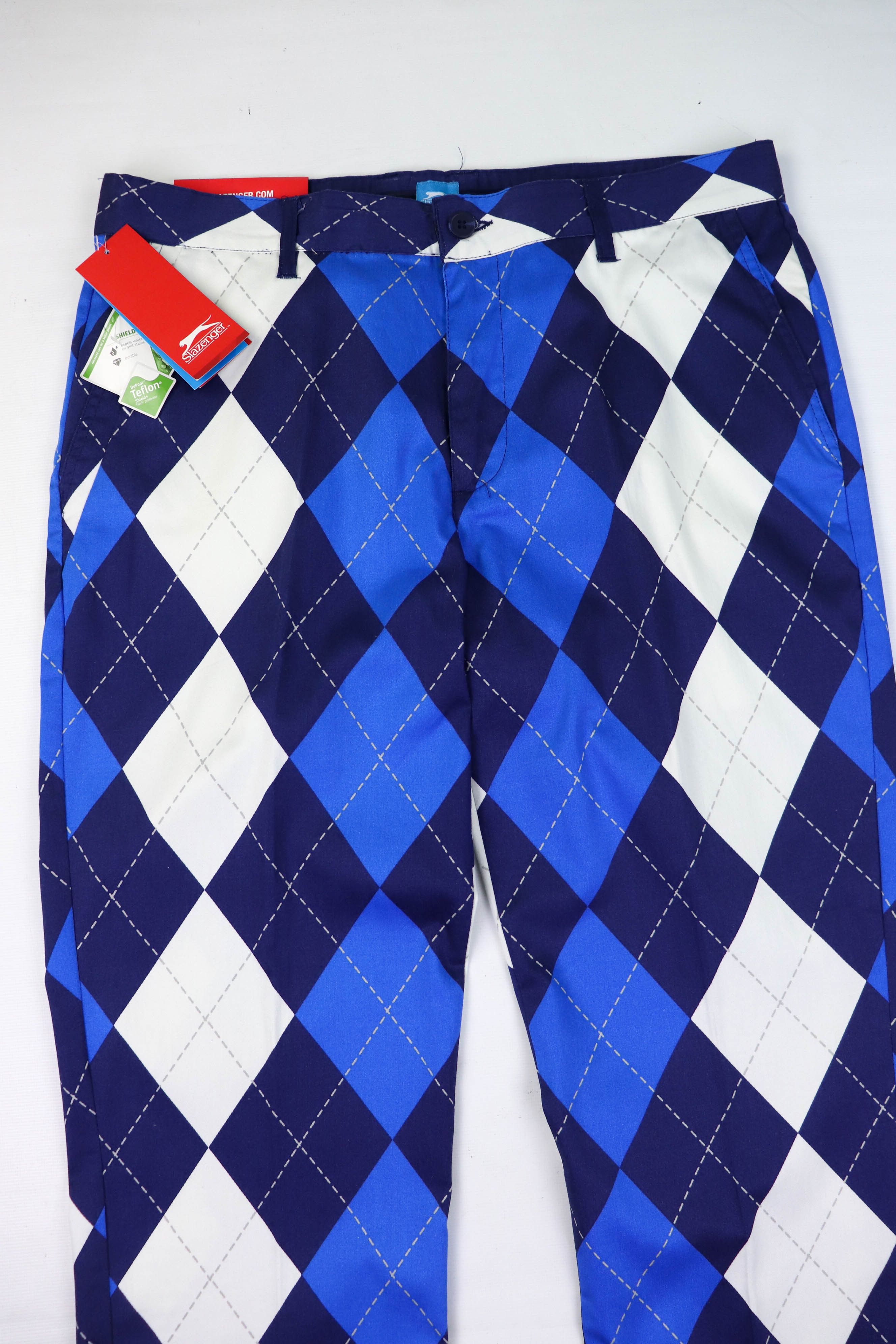 Other NWT Slazenger Funky Golf Navy Royal Checkered Trousers Pants Size US 34 / EU 50 - 3 Thumbnail