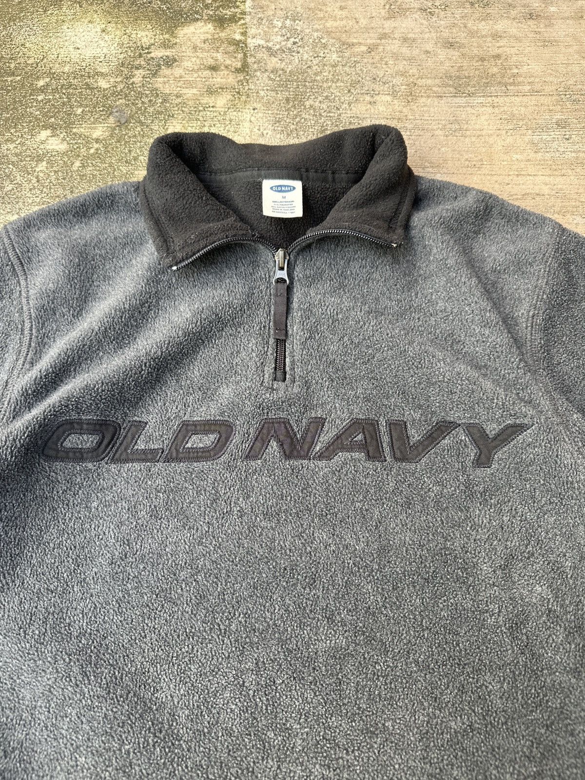 Old Navy × Vintage Y2k 2000s Old Navy Embroidered Black Quarter Zip Fleece Size US M / EU 48-50 / 2 - 3 Thumbnail