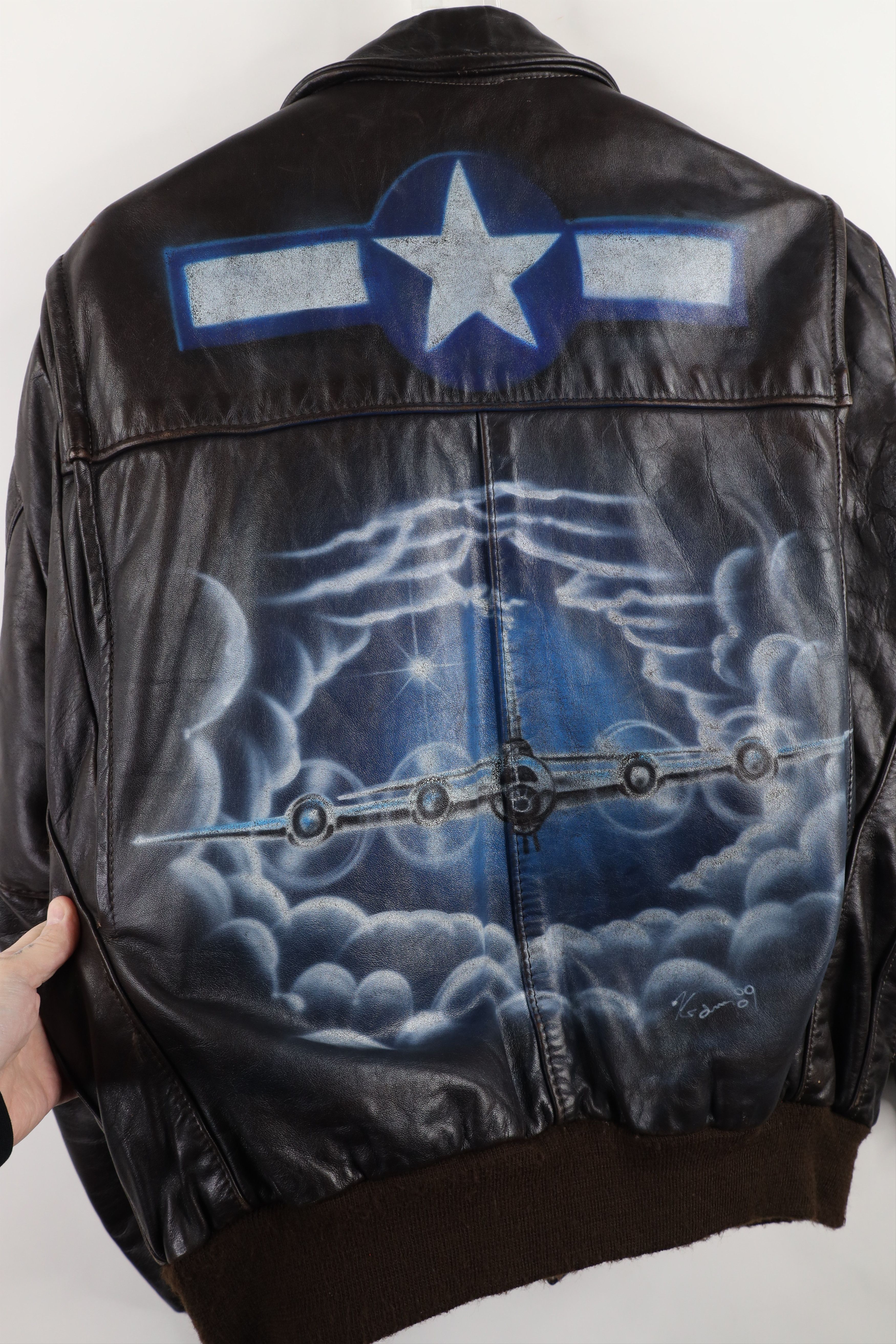 Vintage Vintage 80s Air Brush Military Flight Bomber Jacket USA Size US XL / EU 56 / 4 - 12 Thumbnail