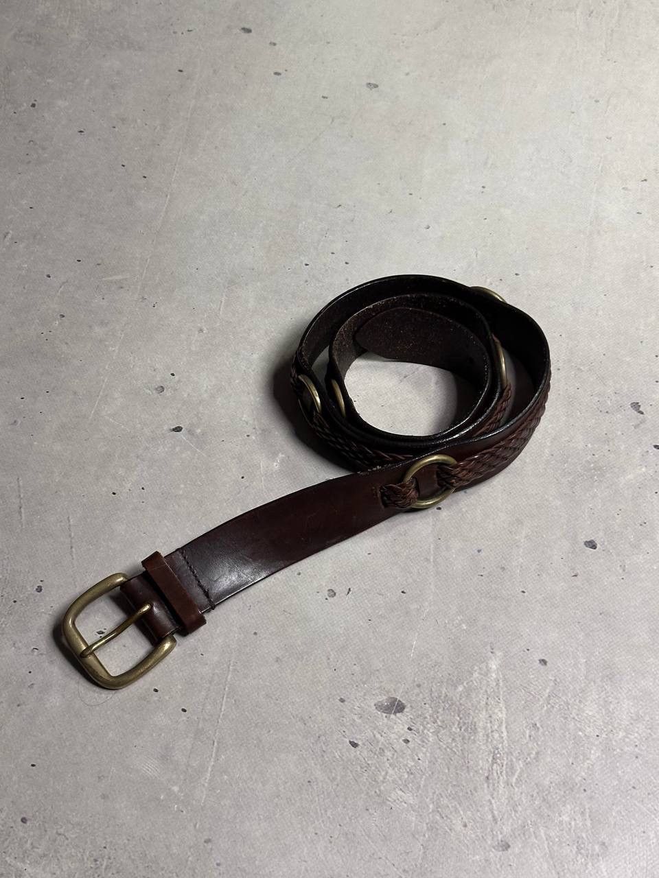Ralph Lauren Ralph Lauren Brown Leather Belt Braided Detail Brass Buckle Size ONE SIZE - 2 Thumbnail