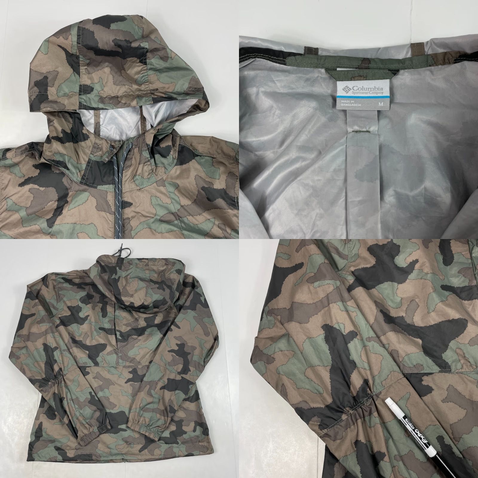 Vintage Columbia Jacket Women Medium Brown Camouflage Full Zip Hooded Windbreaker Pockets Water Resistant Logo Size M / US 6-8 / IT 42-44 - 8 Thumbnail