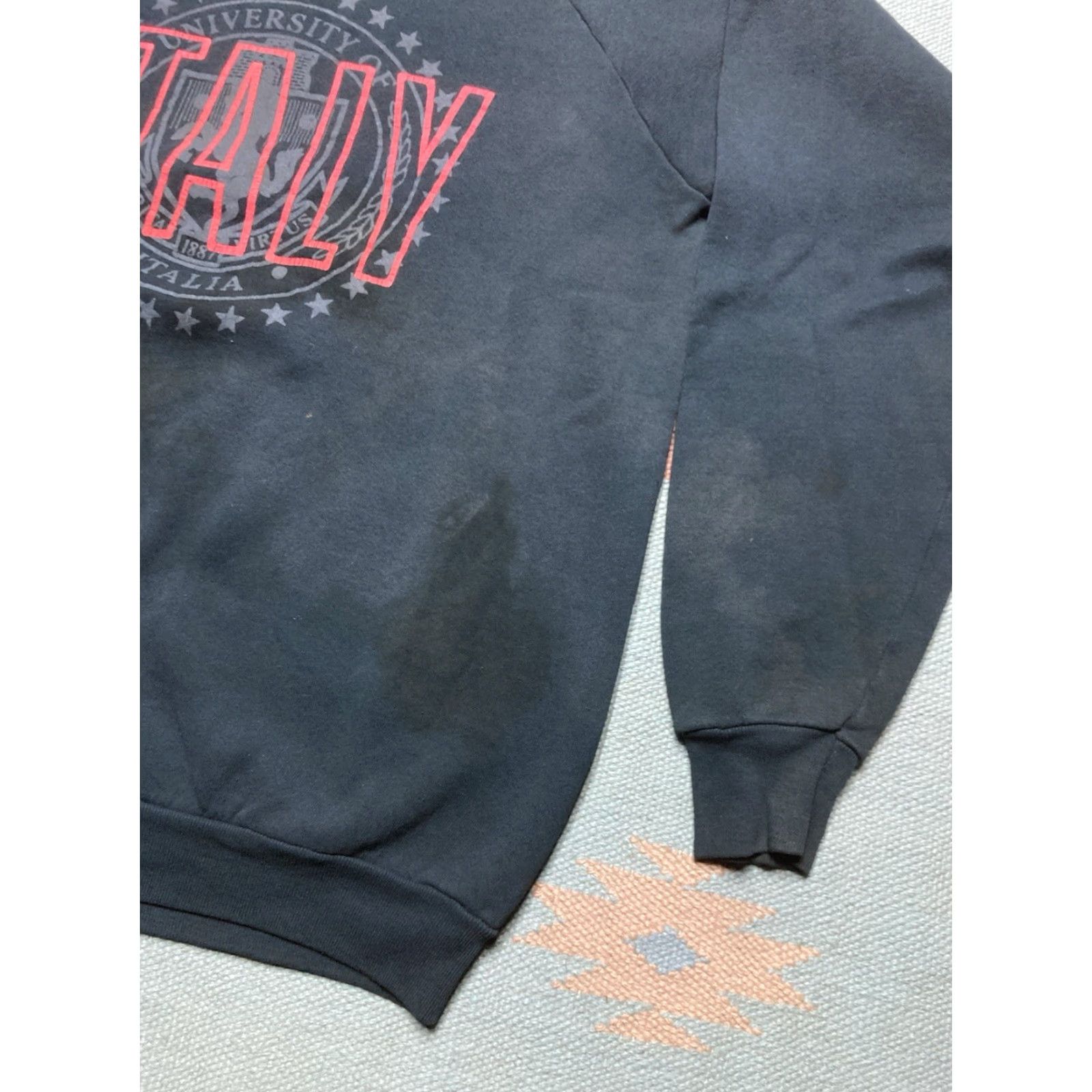 Fruit Of The Loom VINTAGE 80s Fruit of the Loom Sweatshirt Italy University of Italia FOTL Black XL Men Pullover Crewneck Size US XL / EU 56 / 4 - 2 Thumbnail