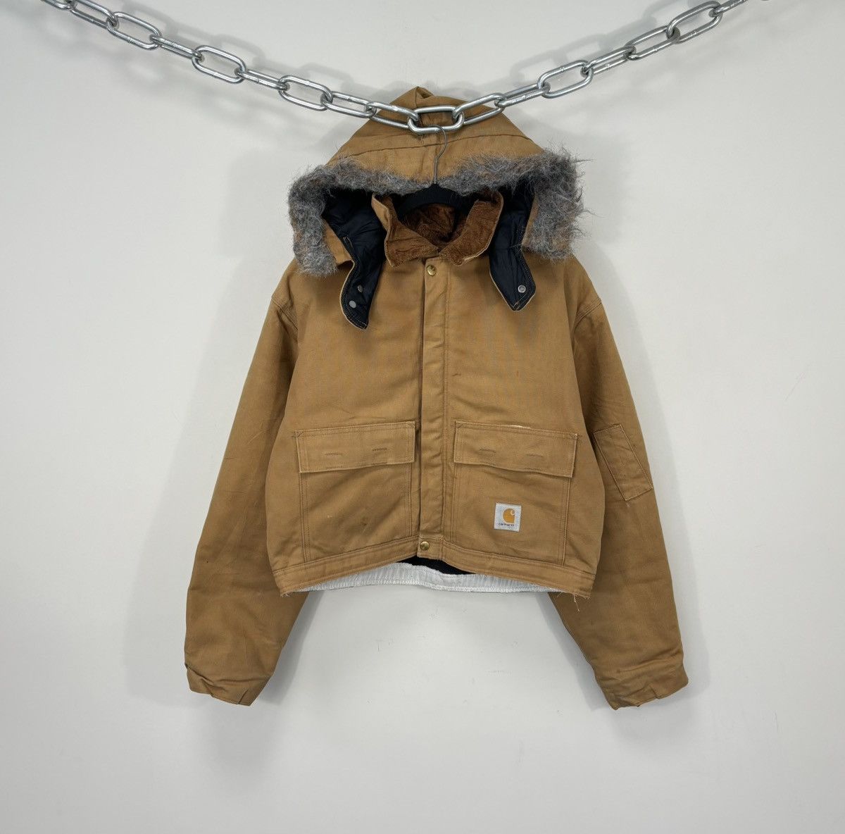 Carhartt Vintage 90s Carhartt USA Workwear Hooded Boxy Cropped Jacket Size US L / EU 52-54 / 3 - 1 Thumbnail