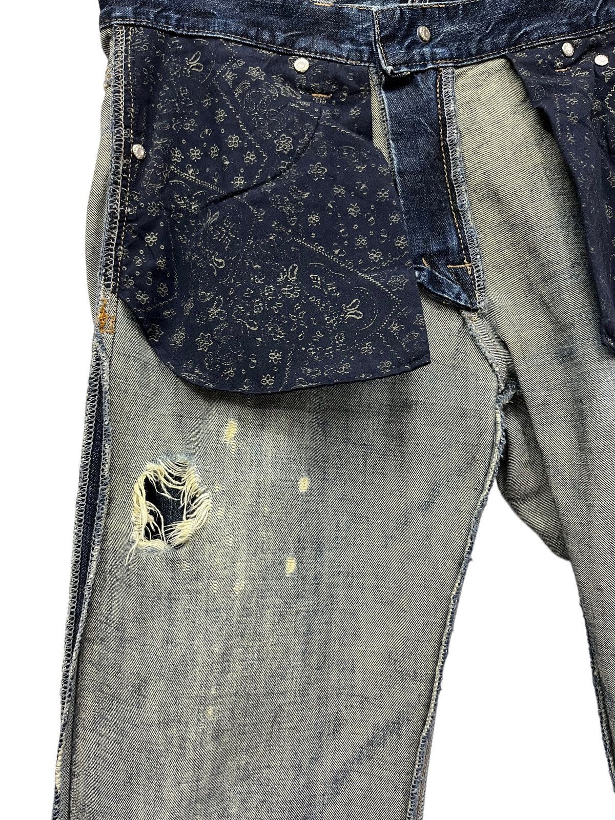BUCKAROO 🔥Crashwash Indigo Mudmax Punk Ripped Wide Leg Flare Size US 30 / EU 46 - 8 Thumbnail