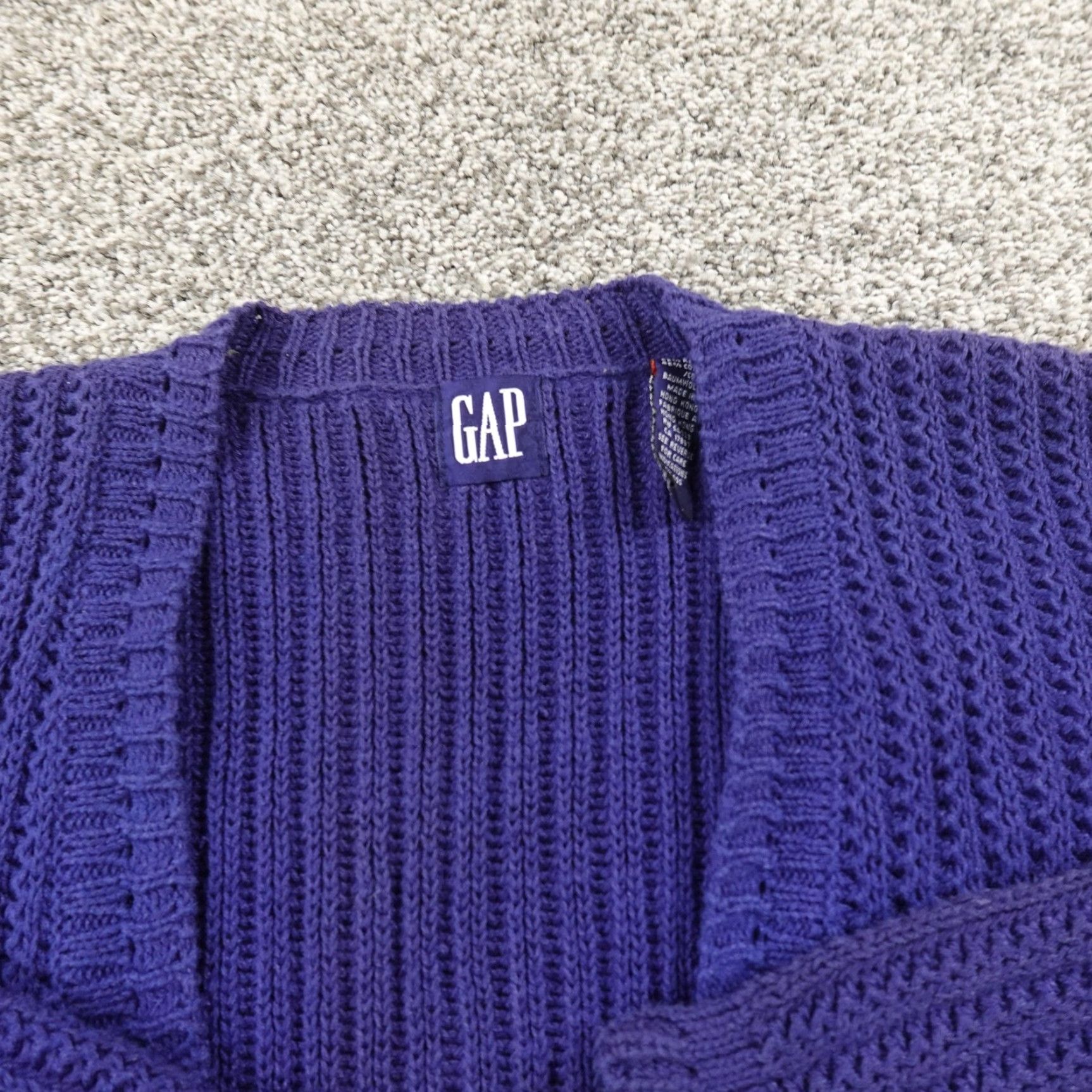 Gap VINTAGE Gap Cardigan Womens L Blue Waffle-Knit Button Front Sweater Academia Top 90s Mens? Womens Size L / US 10 / IT 46 - 3 Thumbnail